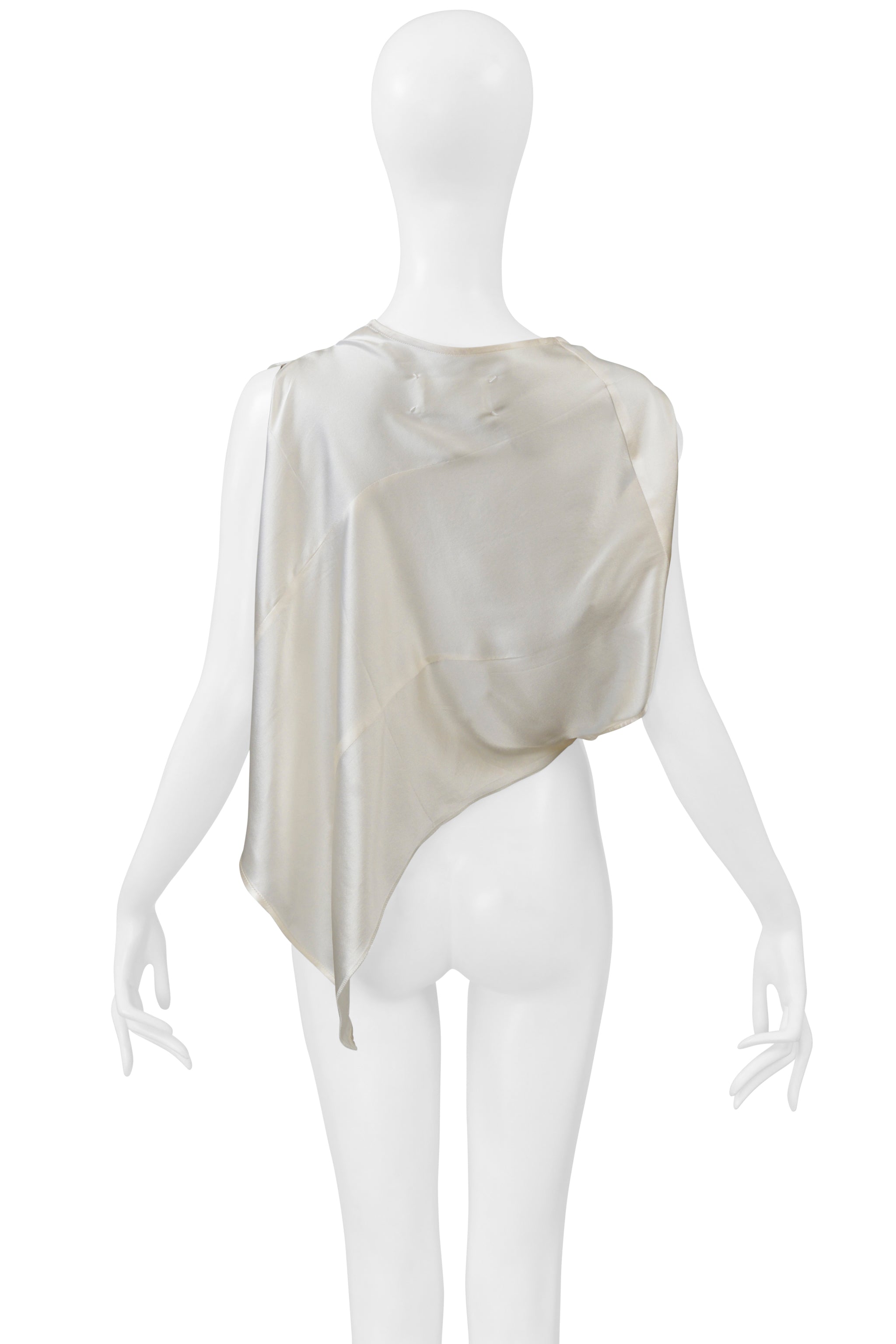 MAISON MARTIN MARGIELA OFF WHITE SILK SLEEVELESS BLOUSE WITH OPEN SIDES 2005