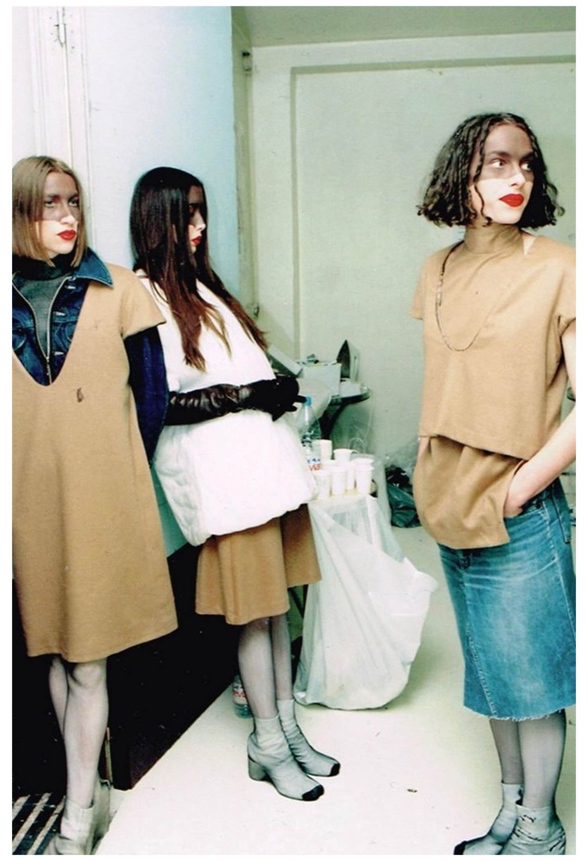 MAISON MARTIN MARGIELA GRAY WOOL DRESS WITH WIDE NECKLINE 1996