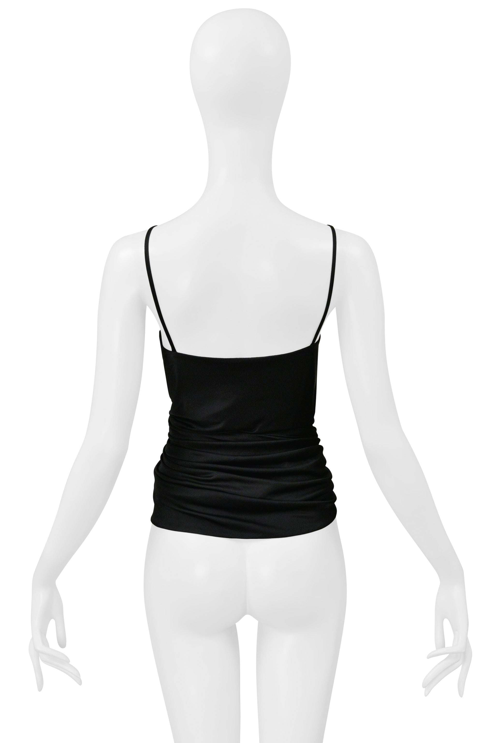 ALEXANDER MCQUEEN BLACK JERSEY DRAPED GODDESS TOP 2006