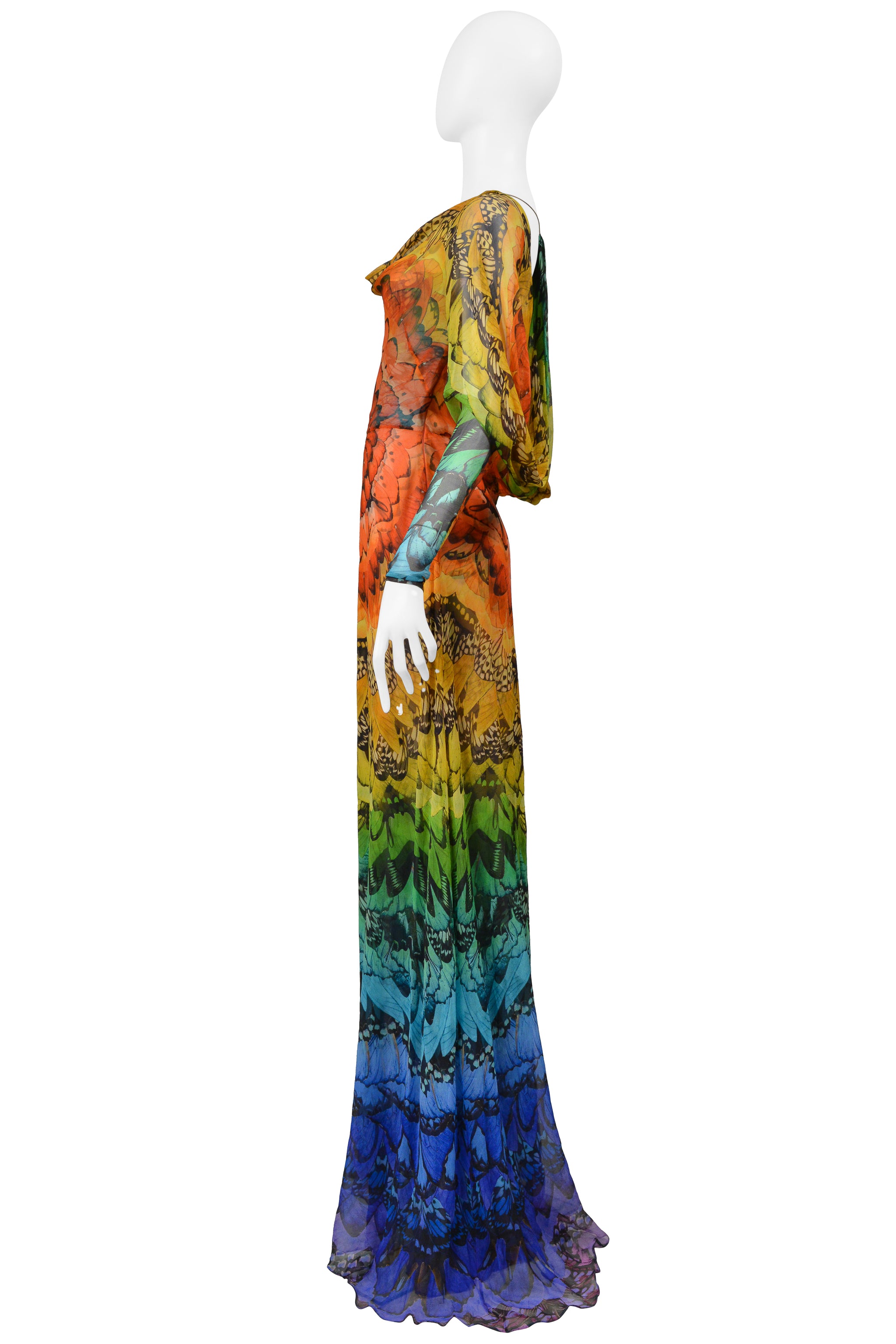 ALEXANDER MCQUEEN LA DAME BLEUE COLLECTION RAINBOW BUTTERFLY GOWN 2008