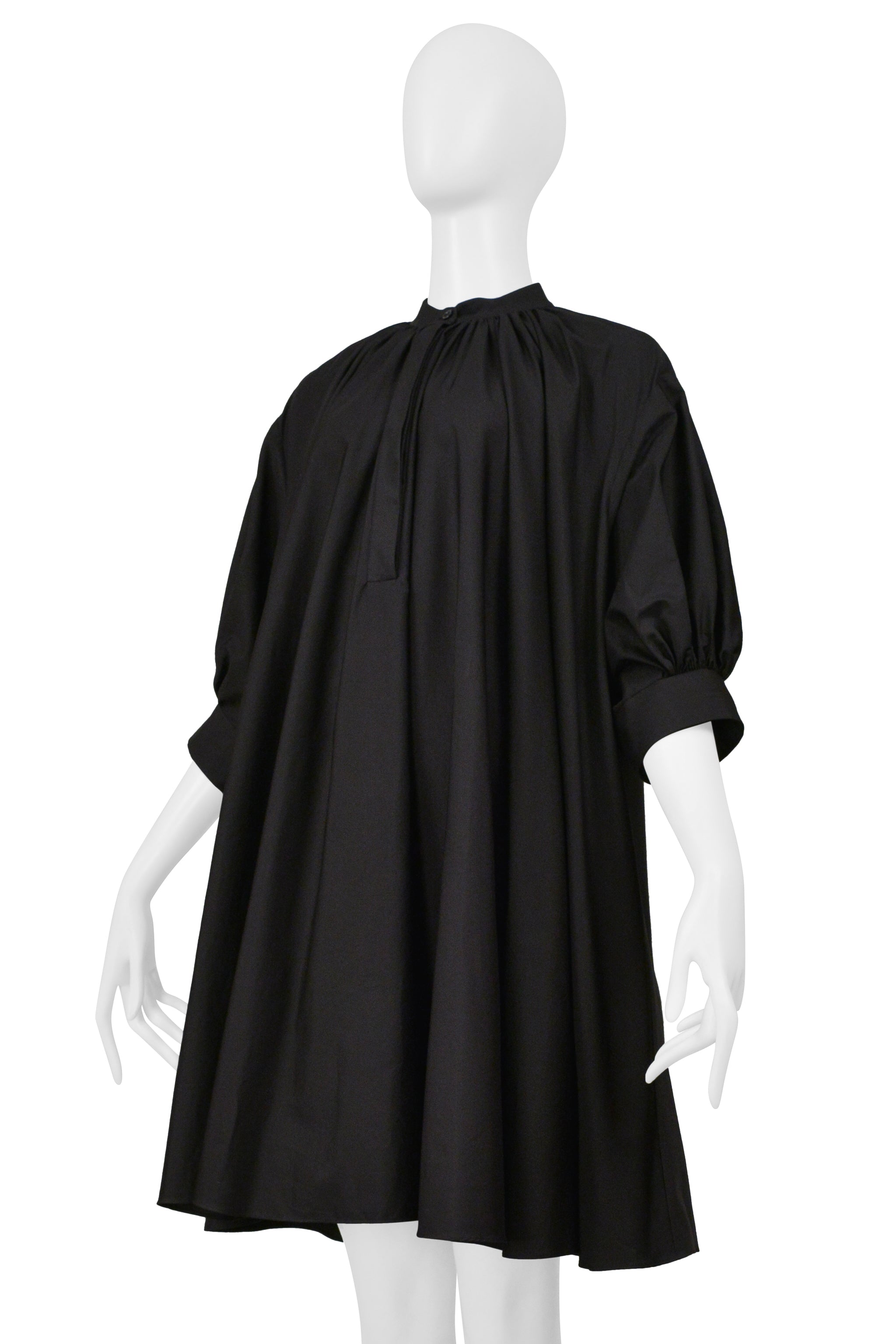 ALEXANDER MCQUEEN BLACK COTTON SHIRT DRESS 2021