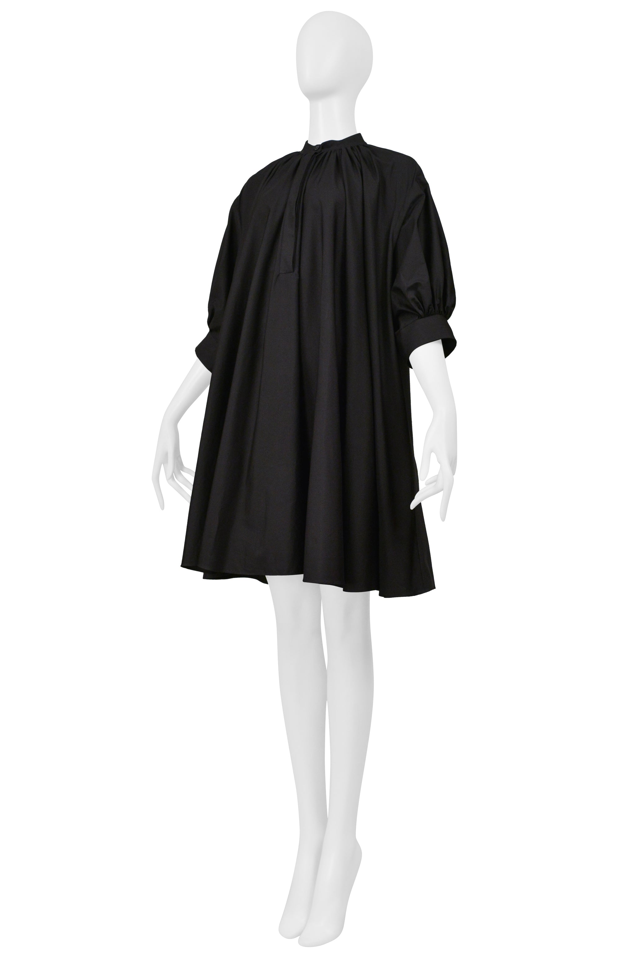 ALEXANDER MCQUEEN BLACK COTTON SHIRT DRESS 2021