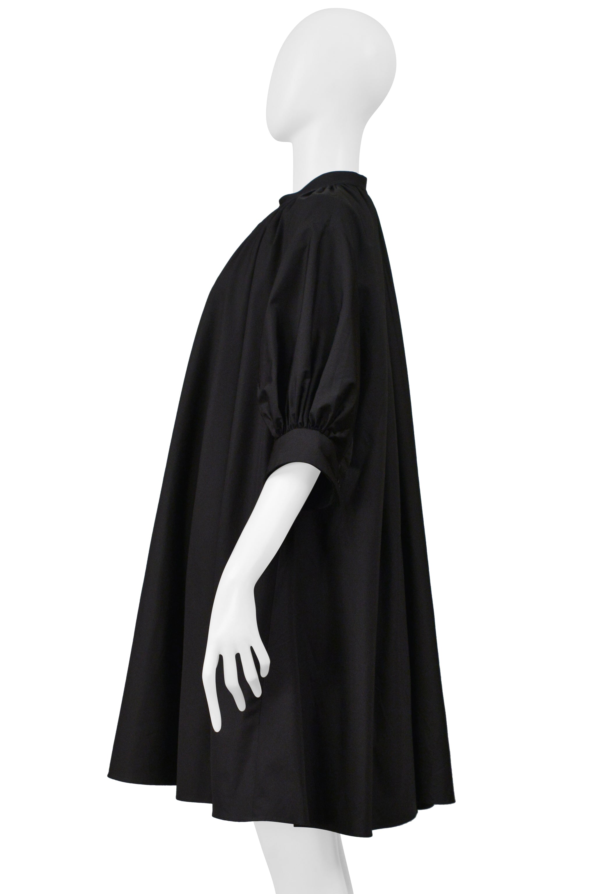 ALEXANDER MCQUEEN BLACK COTTON SHIRT DRESS 2021