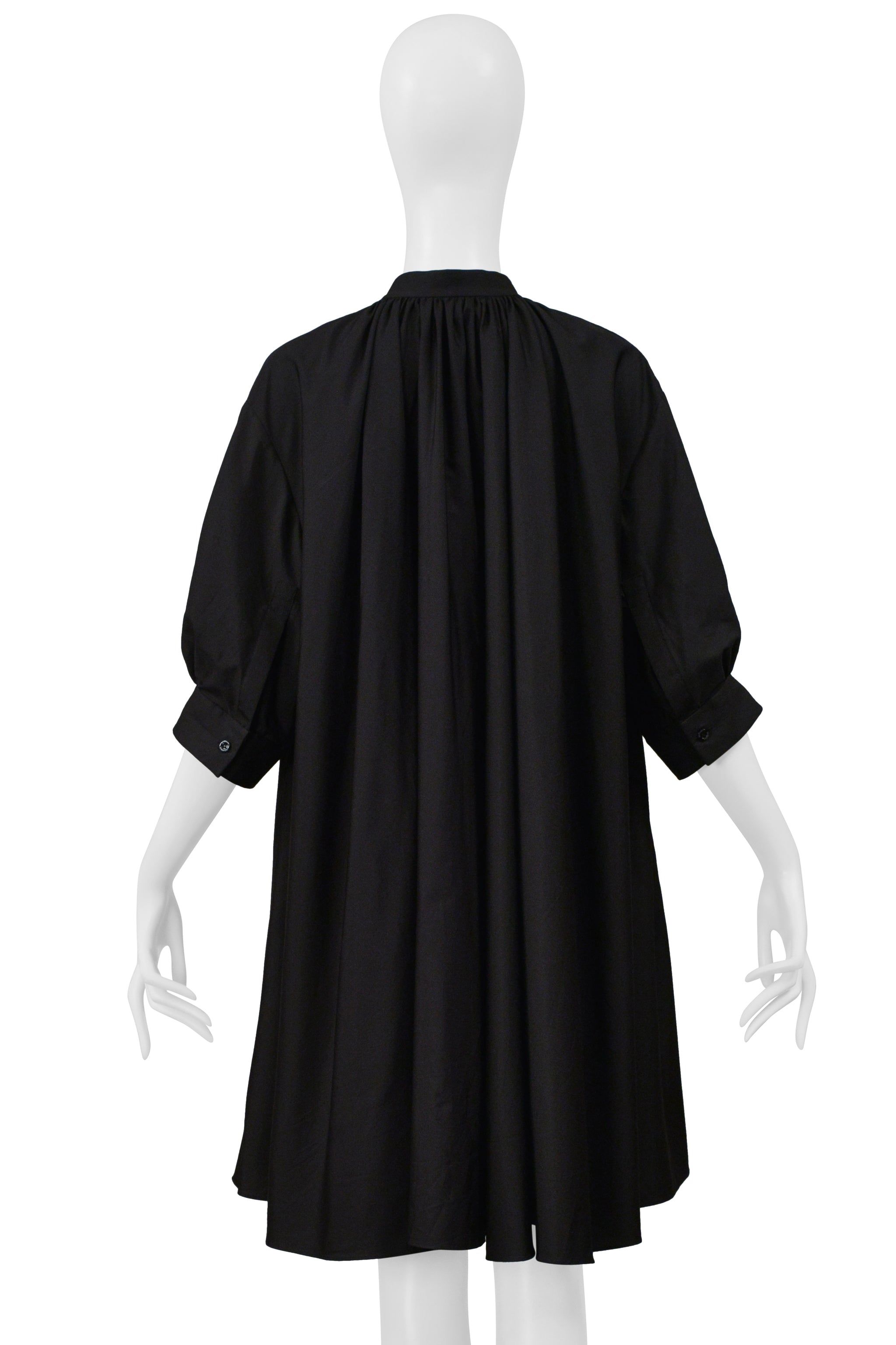 ALEXANDER MCQUEEN BLACK COTTON SHIRT DRESS 2021