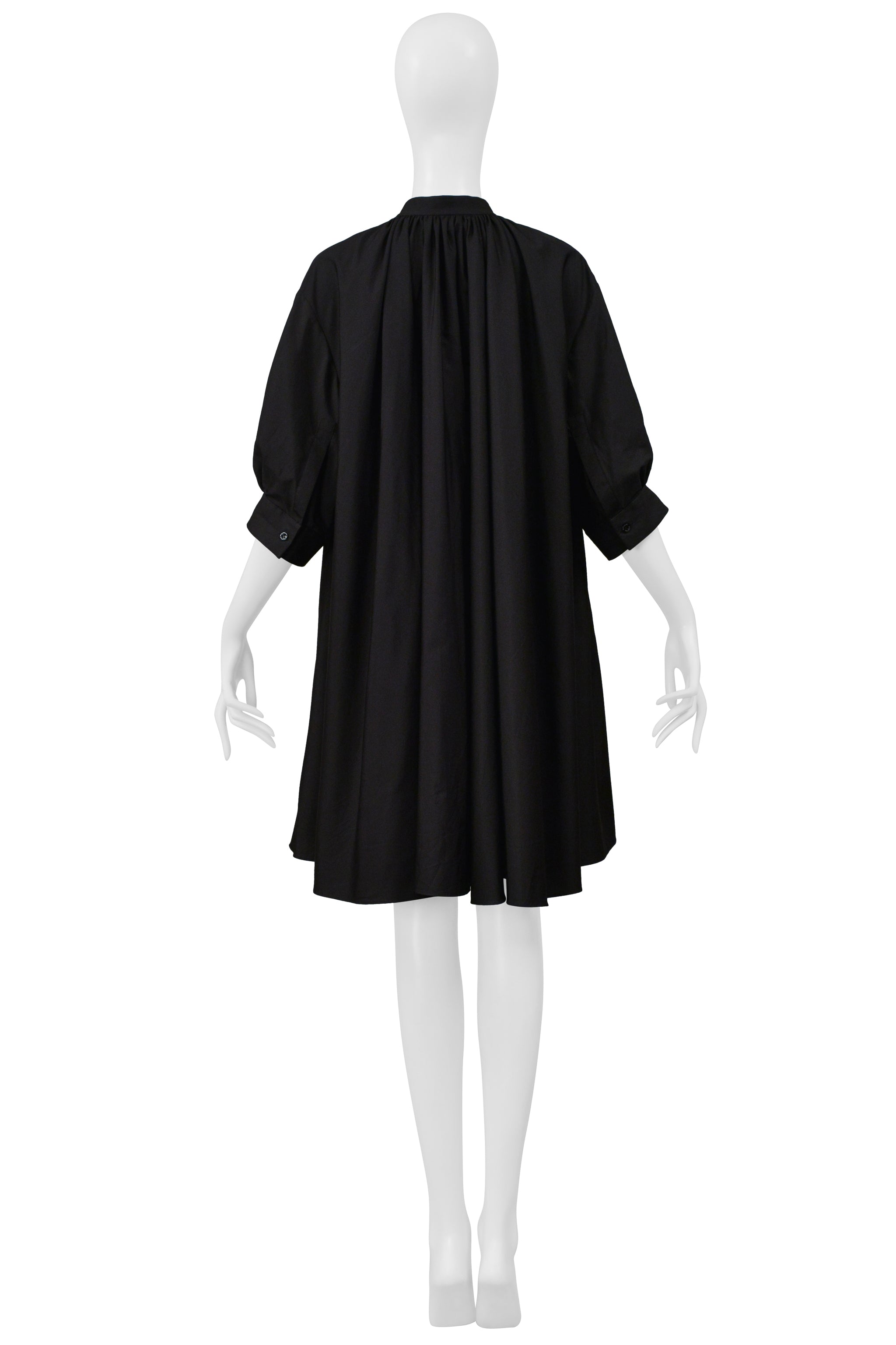 ALEXANDER MCQUEEN BLACK COTTON SHIRT DRESS 2021