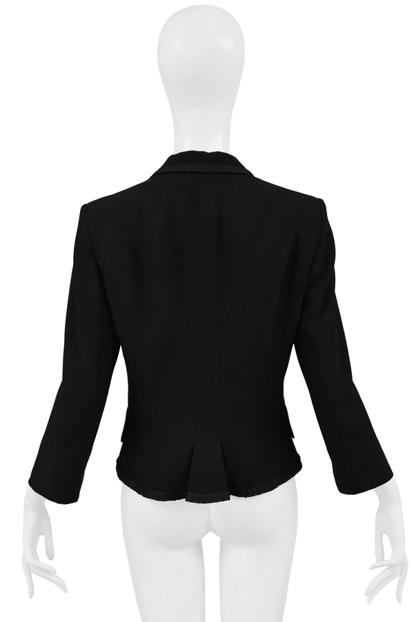 ALEXANDER MCQUEEN BLACK SHORT JACKET WITH SILK RIBBON TRIM 2006