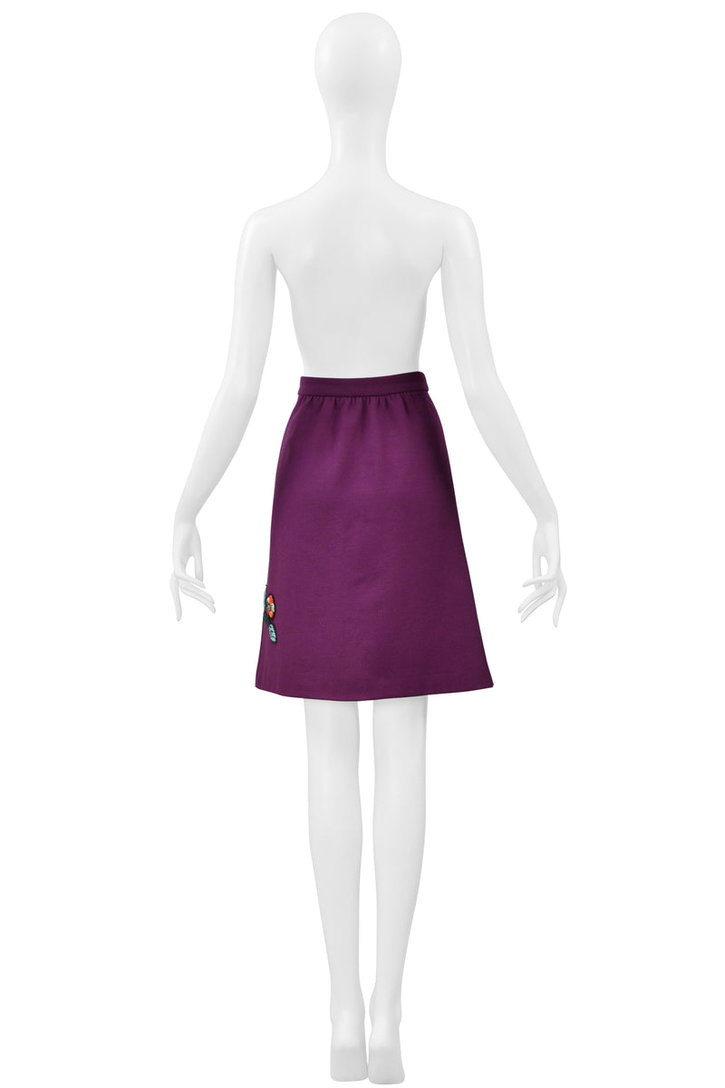 MIU MIU PURPLE SKIRT WITH EMBROIDERED FLOWERS & RHINESTONES 2005