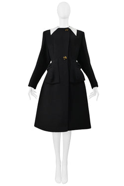 MIU MIU BLACK COAT WITH WHITE COLLAR 2011