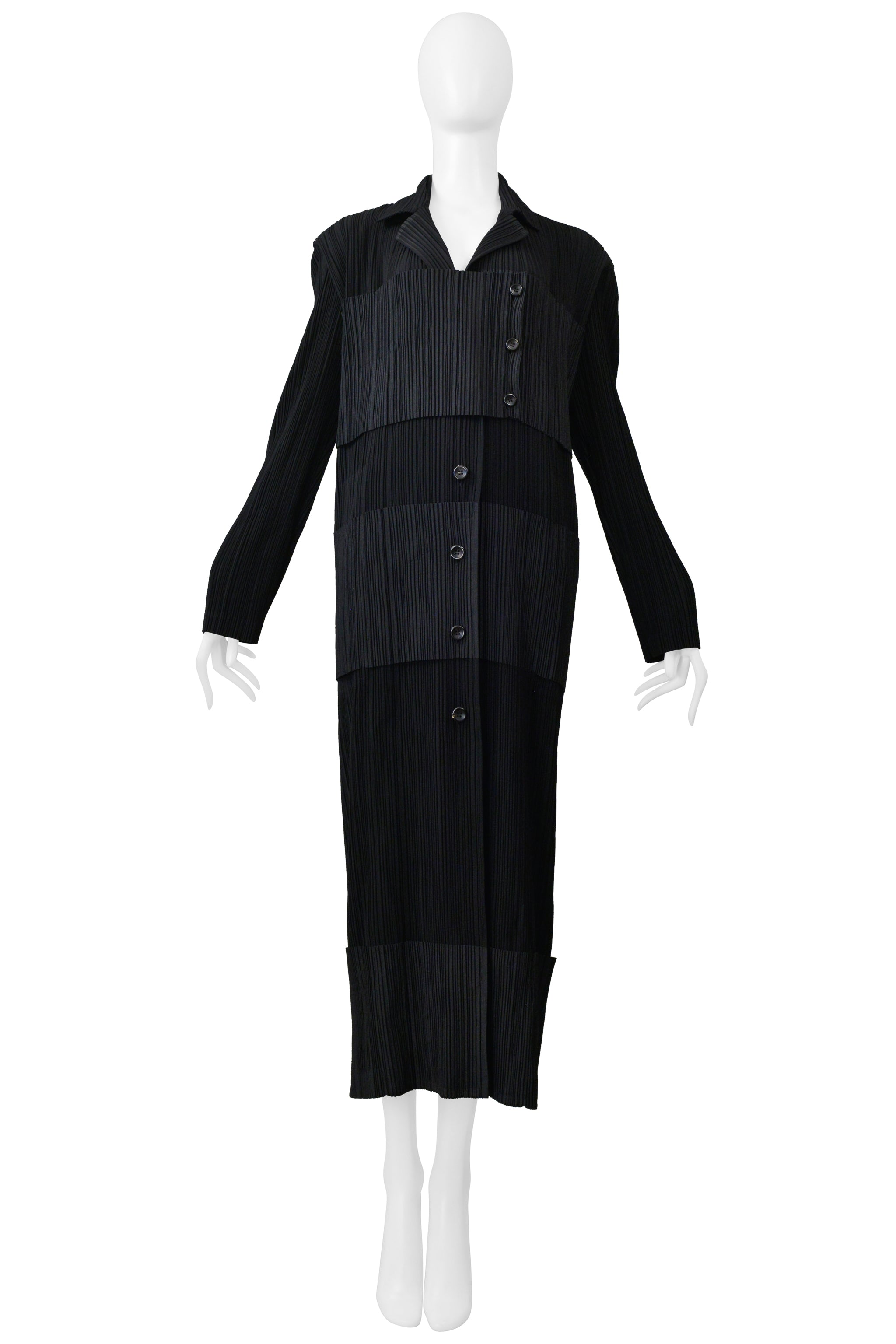 ISSEY MIYAKE BLACK TUXEDO PLEATED DRESS 1998-1999