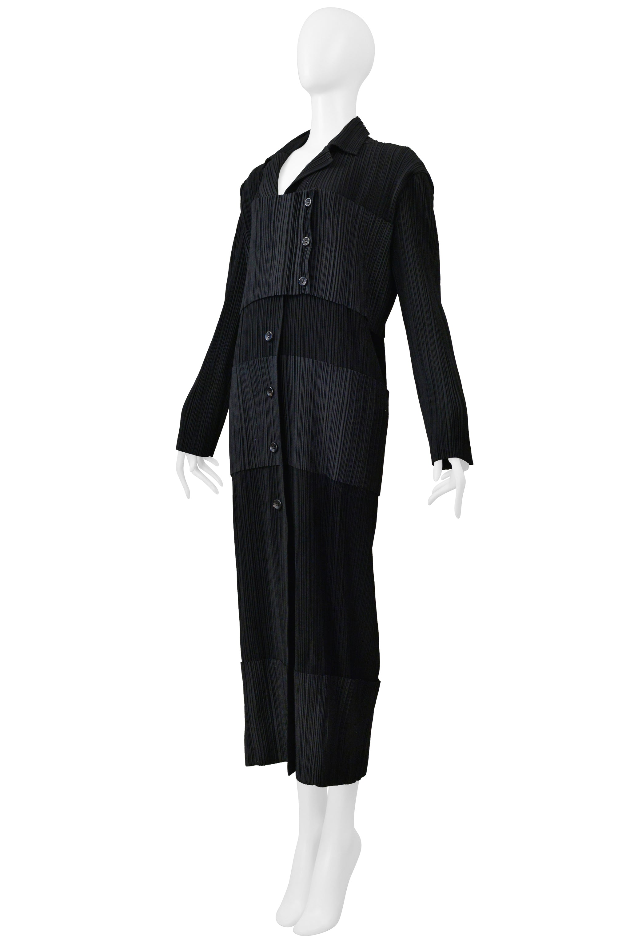 ISSEY MIYAKE BLACK TUXEDO PLEATED DRESS 1998-1999