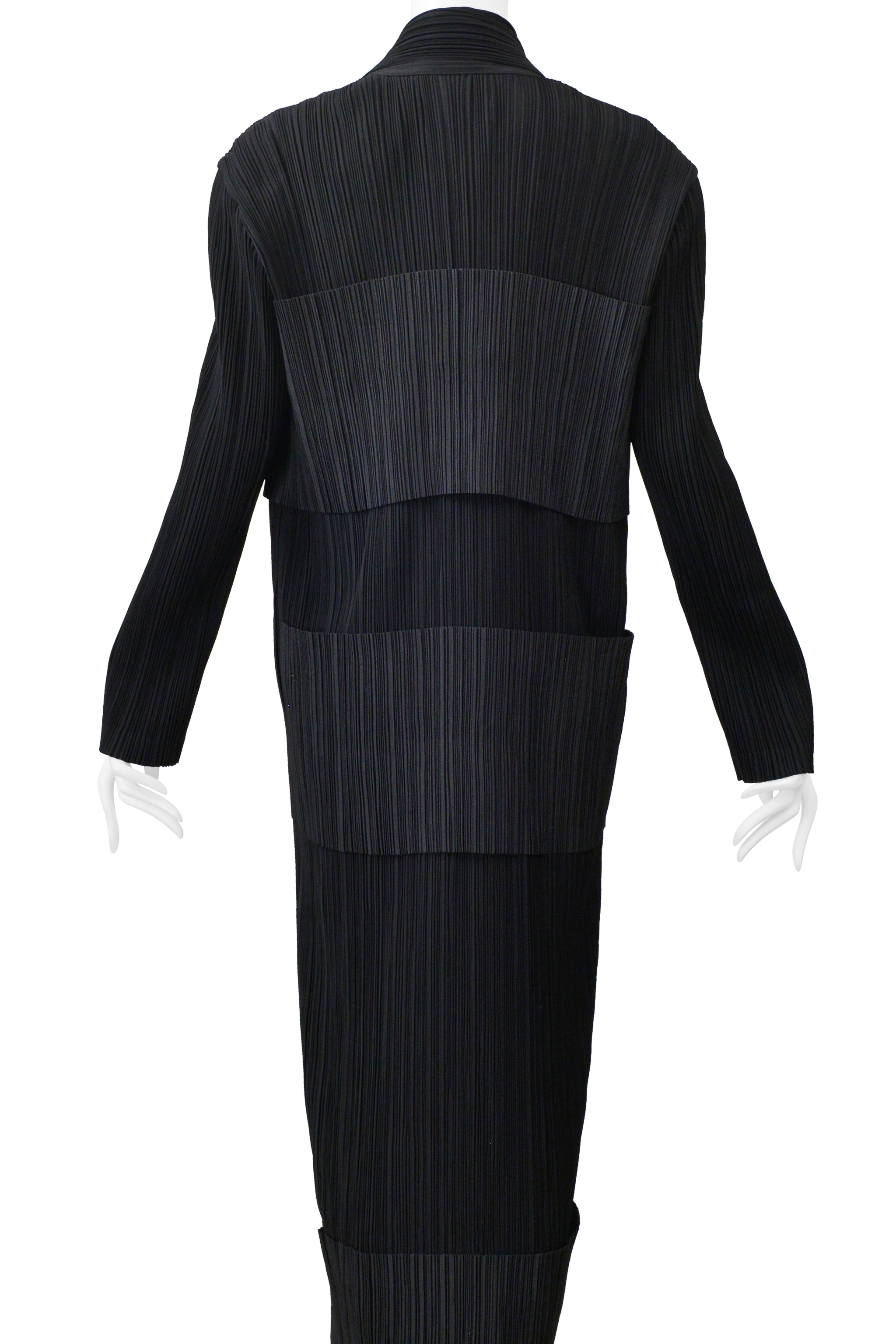 ISSEY MIYAKE BLACK TUXEDO PLEATED DRESS 1998-1999