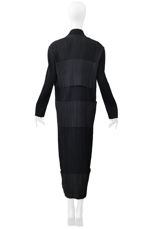 ISSEY MIYAKE BLACK TUXEDO PLEATED DRESS 1998-1999