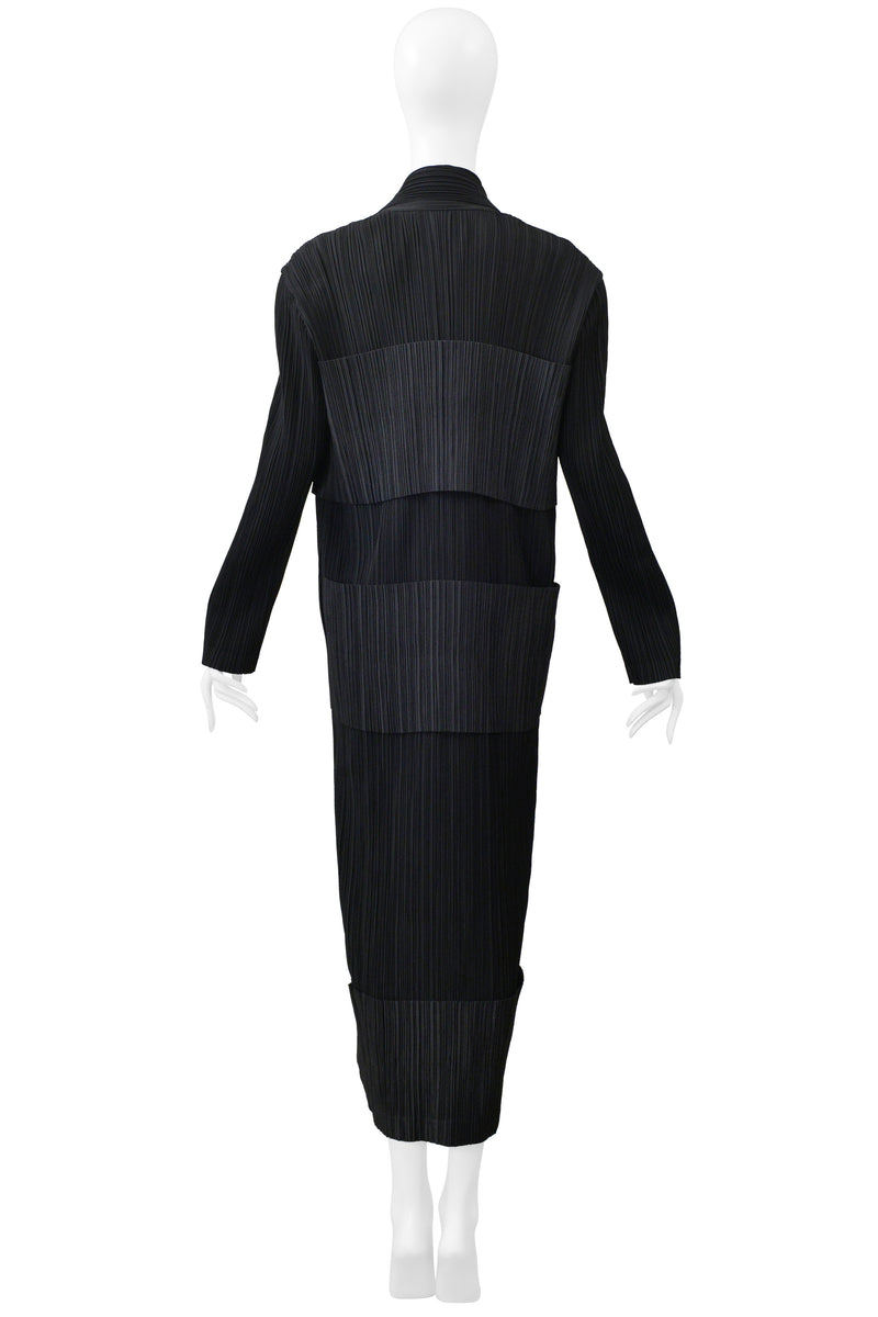 ISSEY MIYAKE BLACK TUXEDO PLEATED DRESS 1998-1999