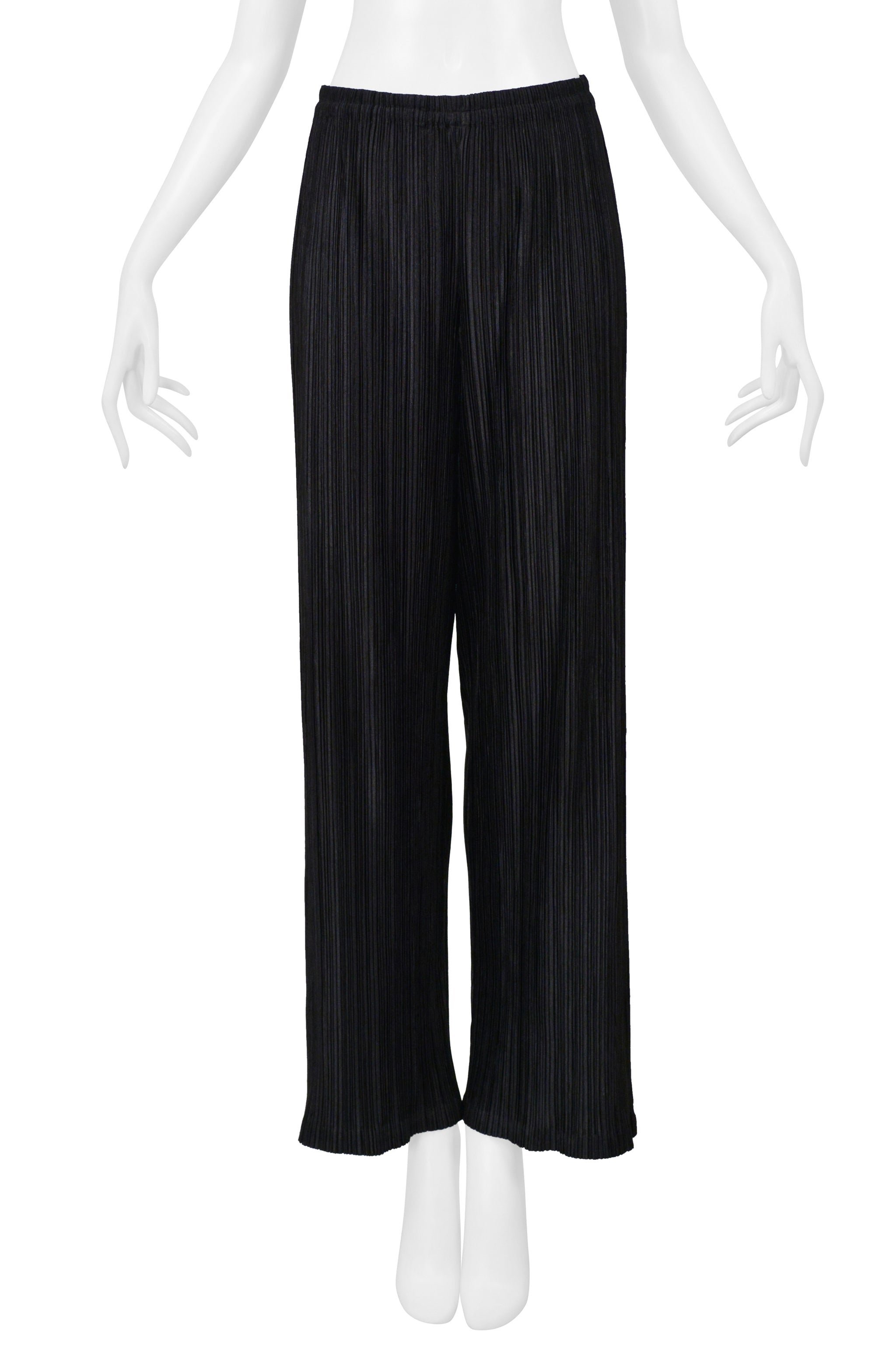 ISSEY MIYAKE 1998-99 PLEATS DI MIYAKE BLACK PLEATED STRAIGHT PANTS