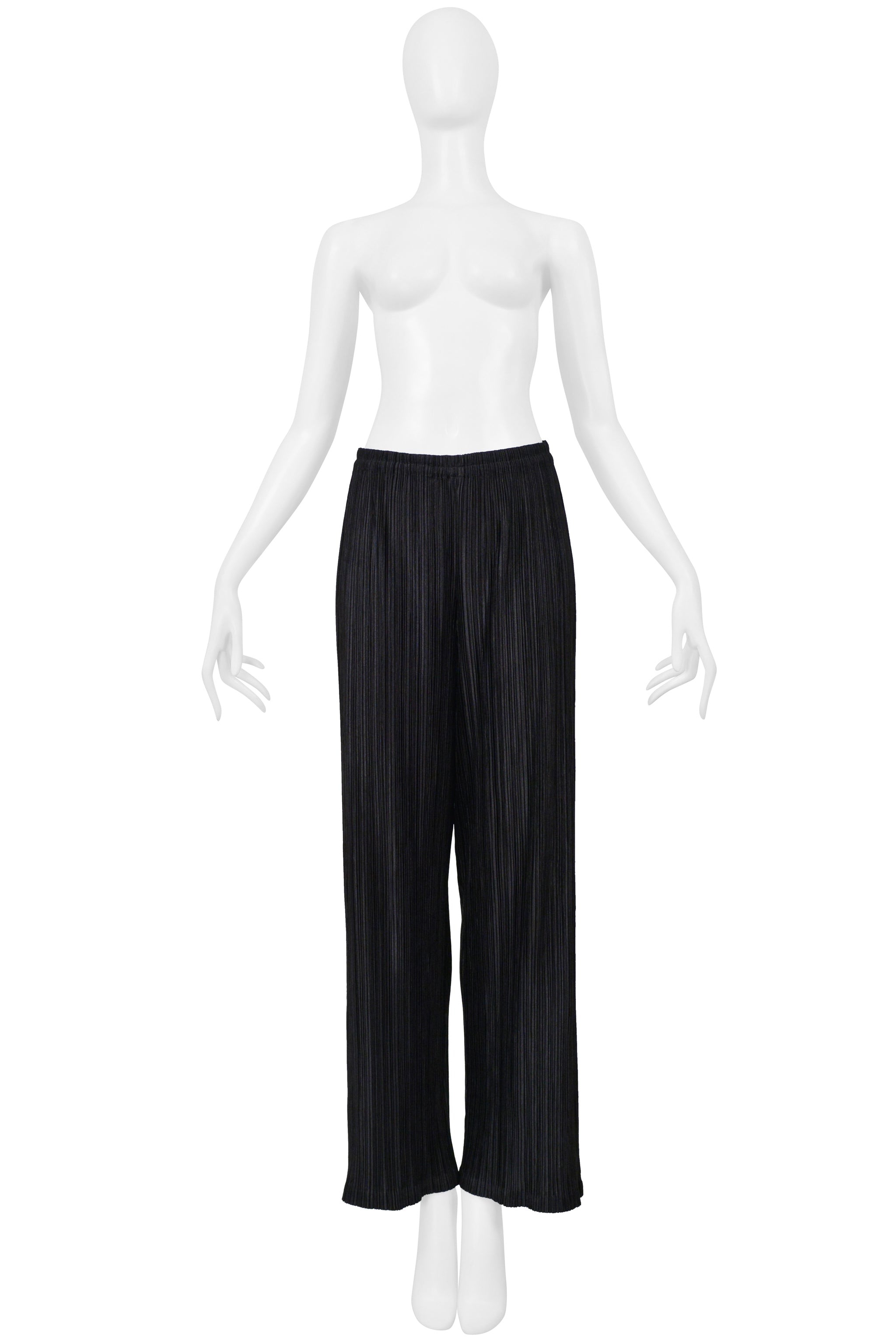 ISSEY MIYAKE 1998-99 PLEATS DI MIYAKE BLACK PLEATED STRAIGHT PANTS