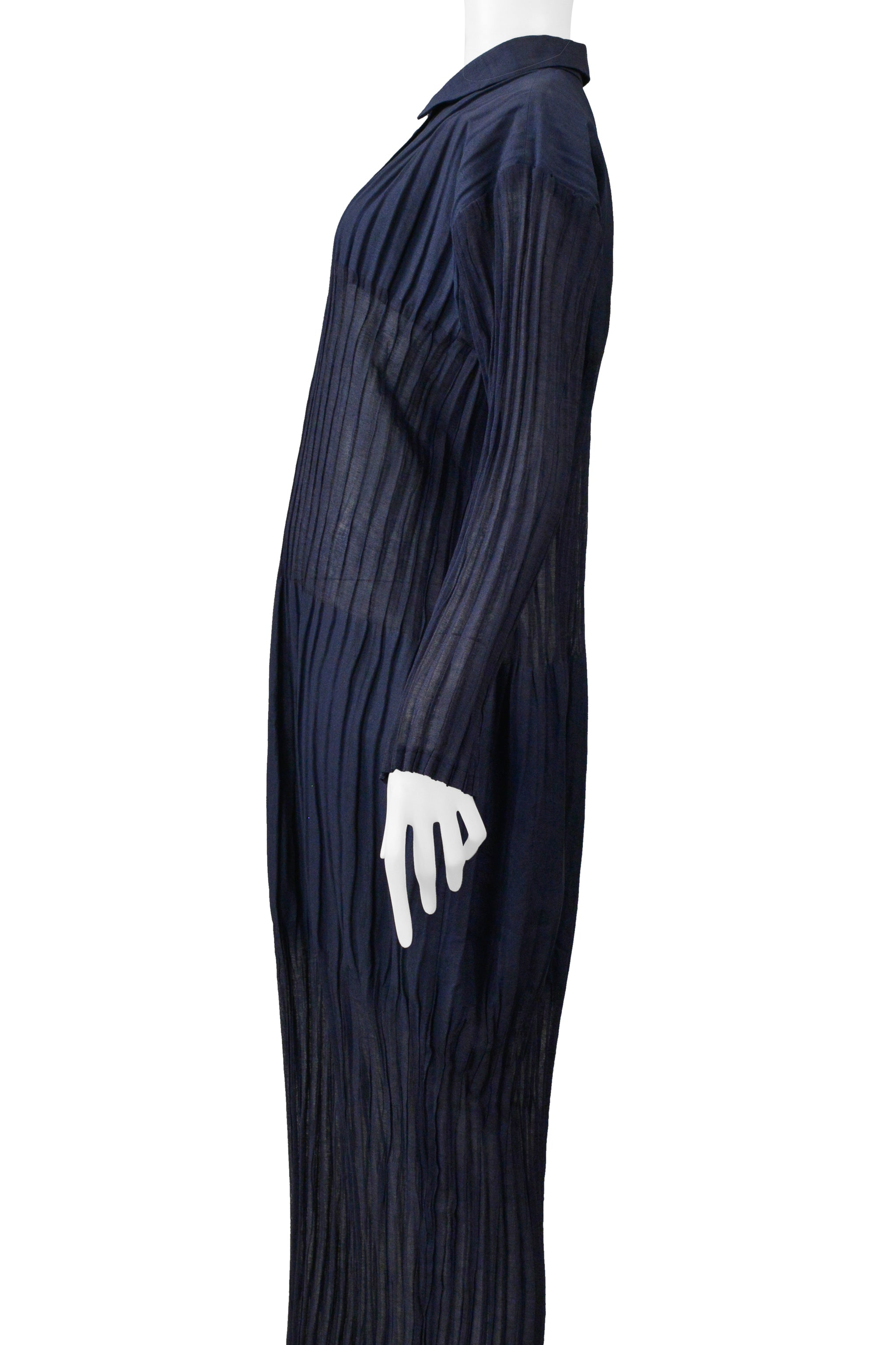ISSEY MIYAKE INDIGO BLUE "VEILED TUBES" PLEATED DRESS 1998