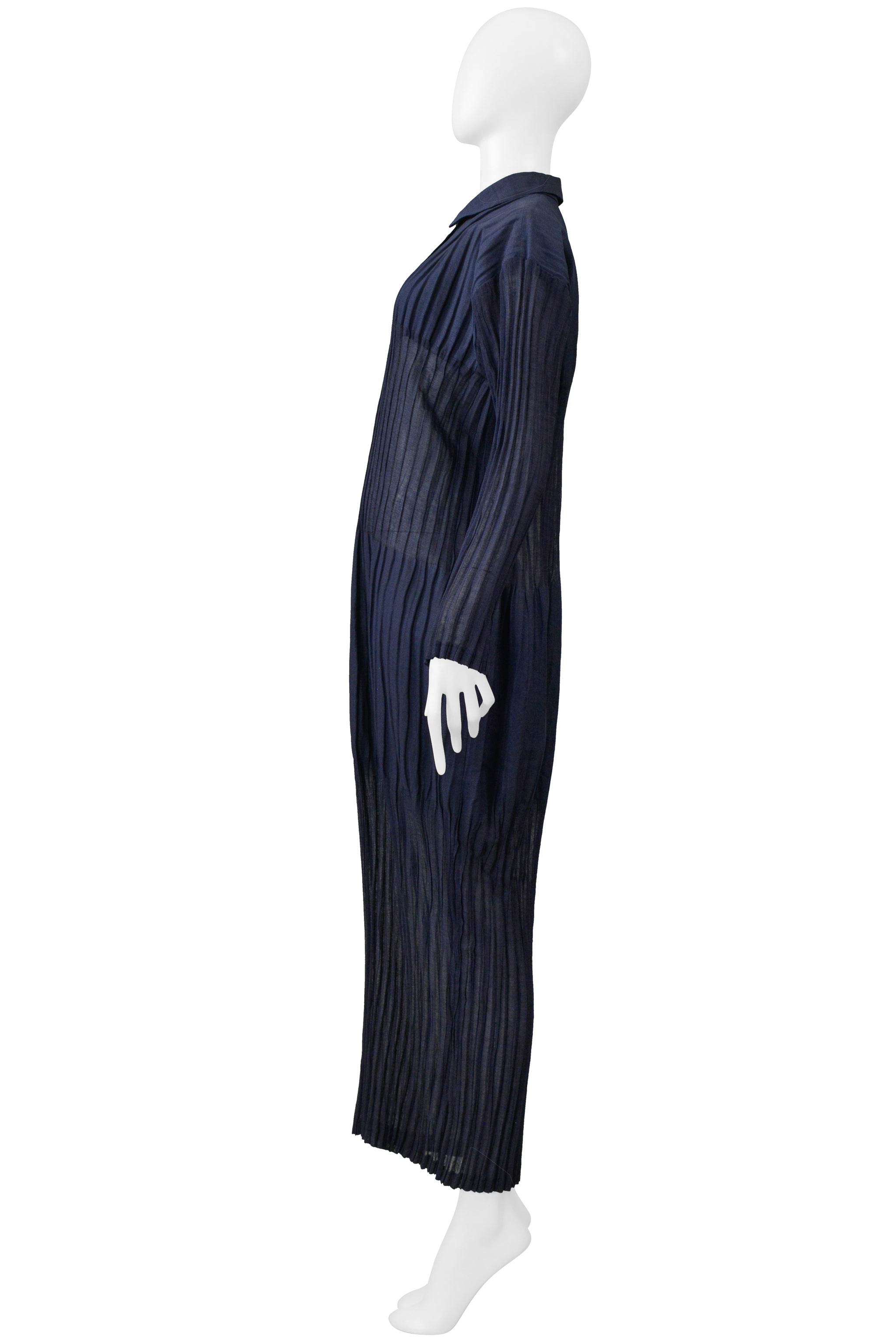 ISSEY MIYAKE INDIGO BLUE "VEILED TUBES" PLEATED DRESS 1998