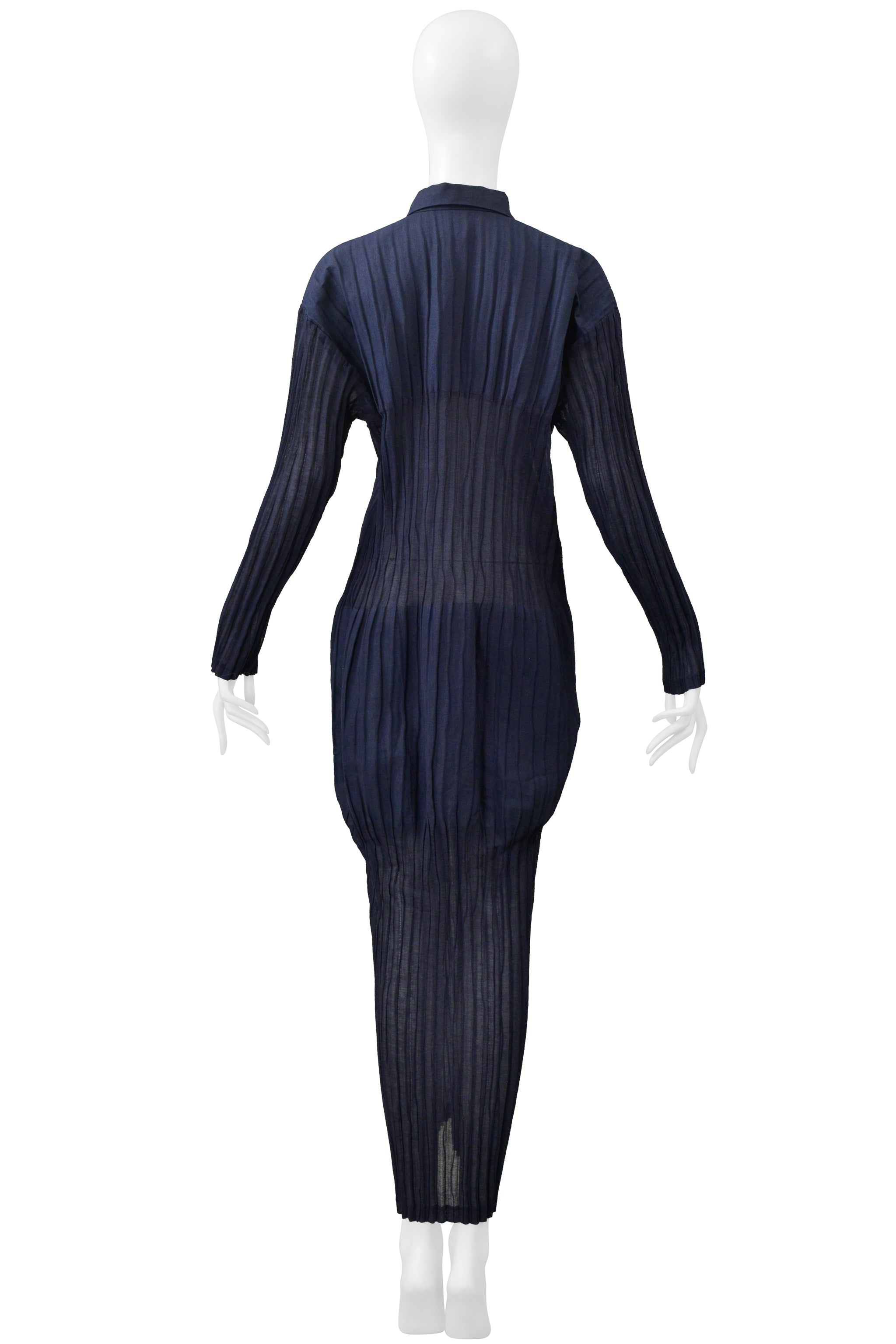 ISSEY MIYAKE INDIGO BLUE "VEILED TUBES" PLEATED DRESS 1998