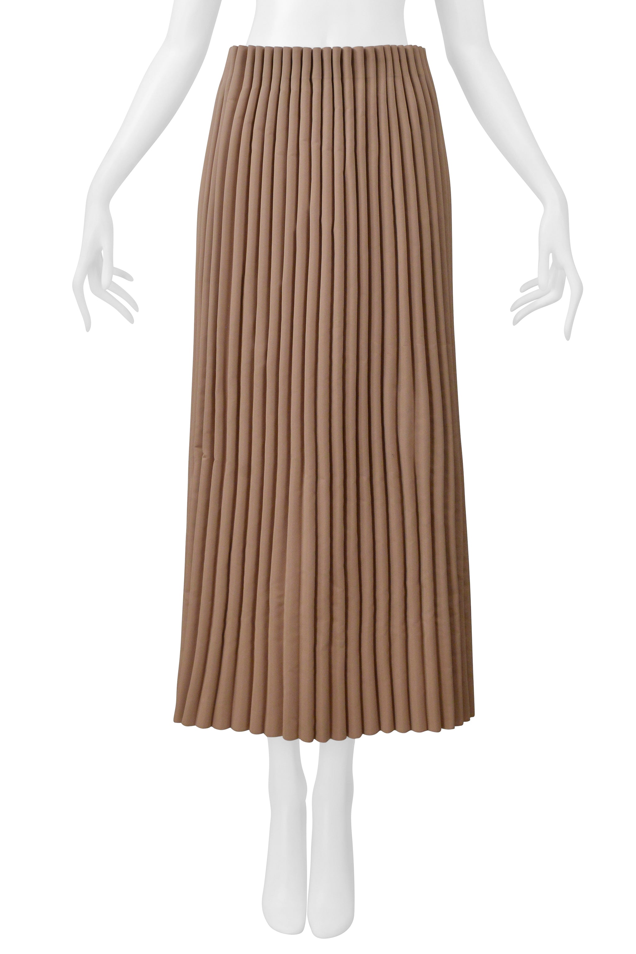 ISSEY MIYAKE BROWN LONG SKIRT WITH ACCORDION PIPE PLEATS 2000-2001