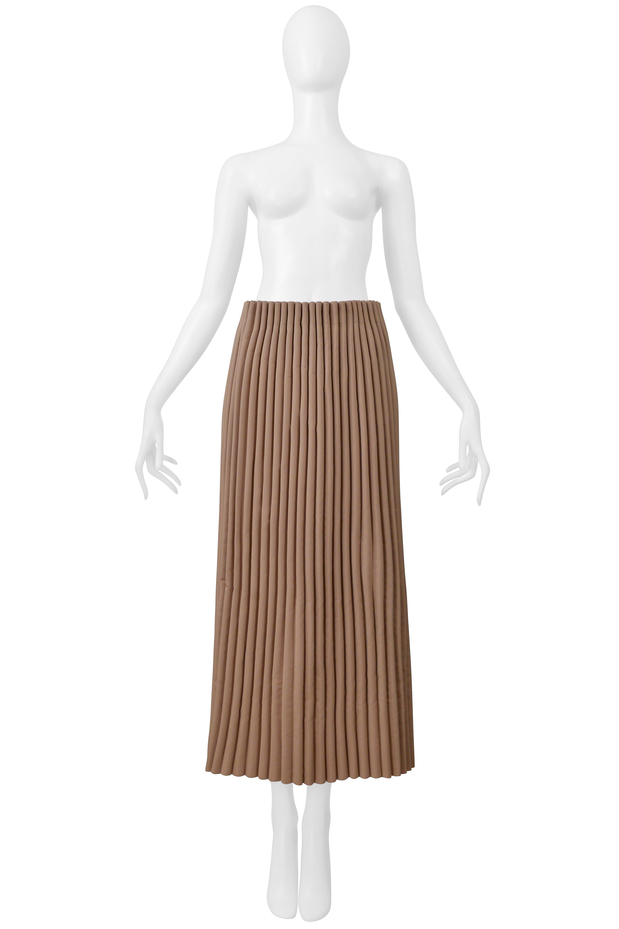 ISSEY MIYAKE BROWN LONG SKIRT WITH ACCORDION PIPE PLEATS 2000-2001