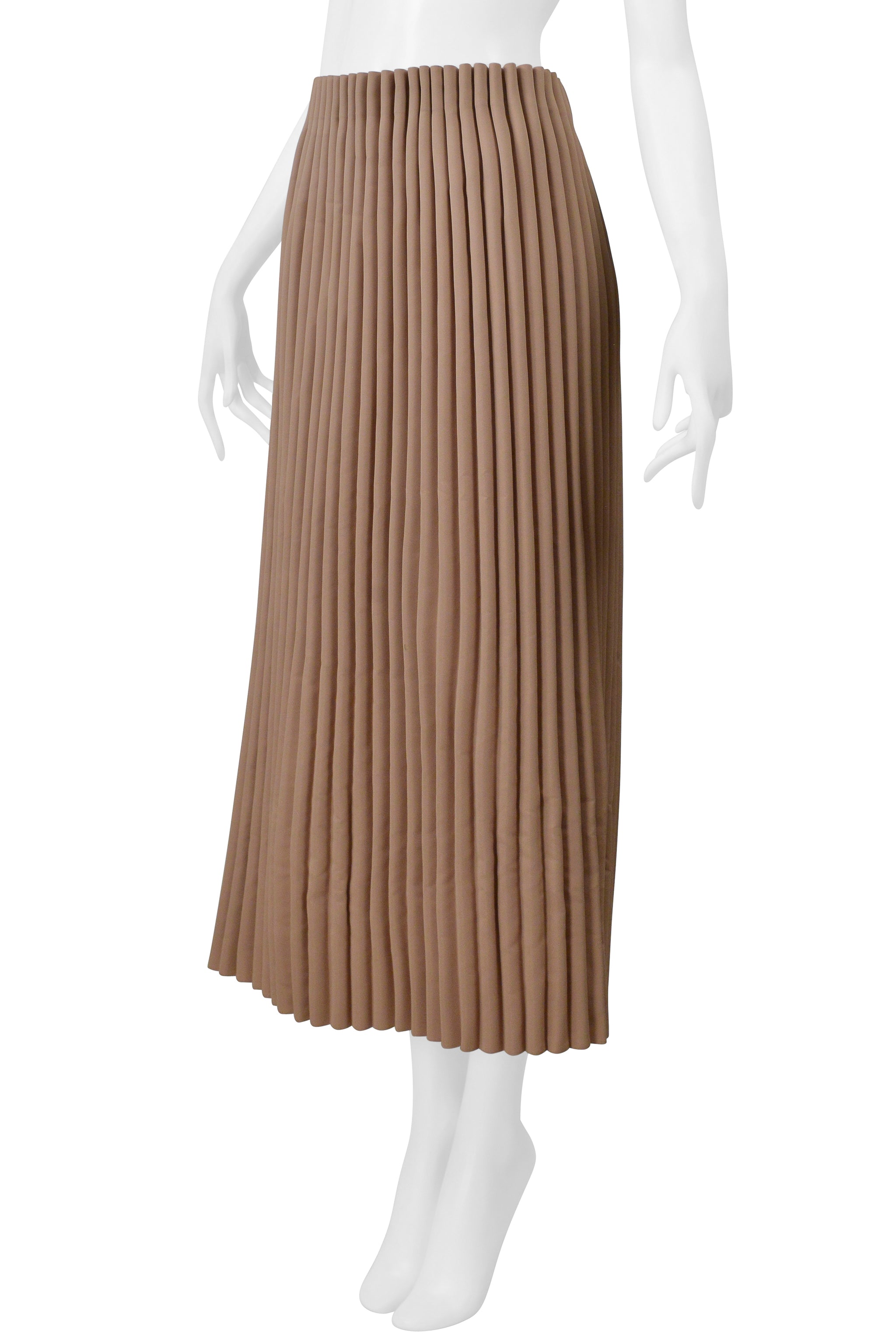 ISSEY MIYAKE BROWN LONG SKIRT WITH ACCORDION PIPE PLEATS 2000-2001