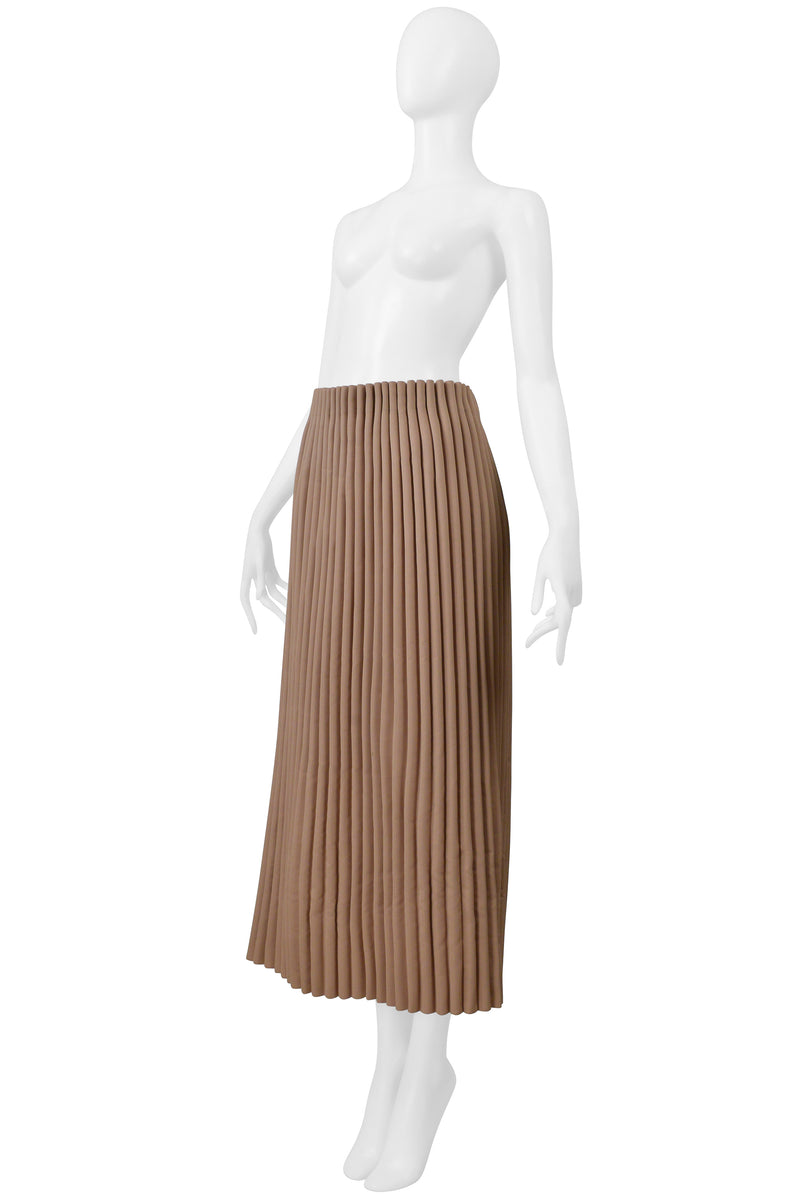 ISSEY MIYAKE BROWN LONG SKIRT WITH ACCORDION PIPE PLEATS 2000-2001