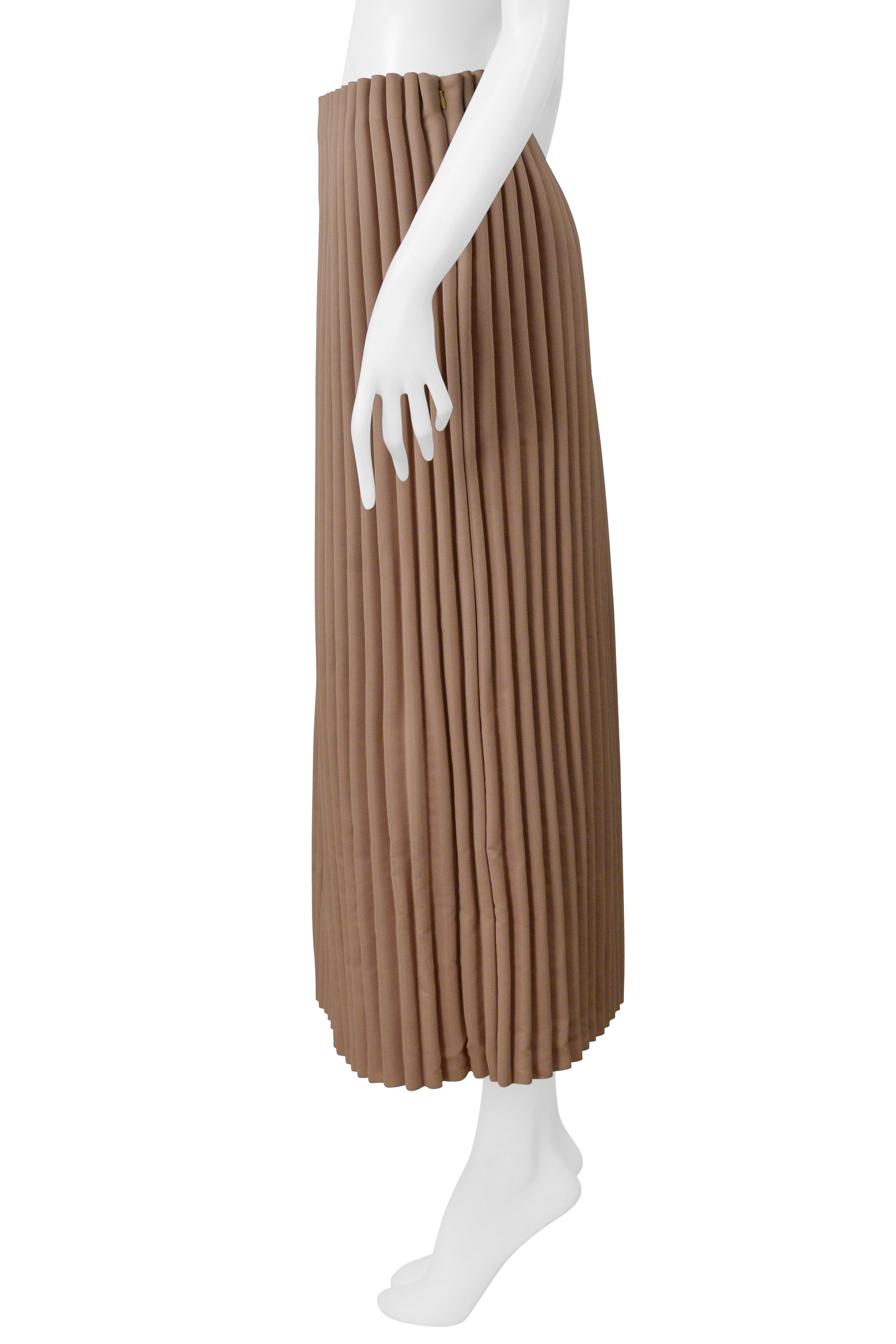 ISSEY MIYAKE BROWN LONG SKIRT WITH ACCORDION PIPE PLEATS 2000-2001
