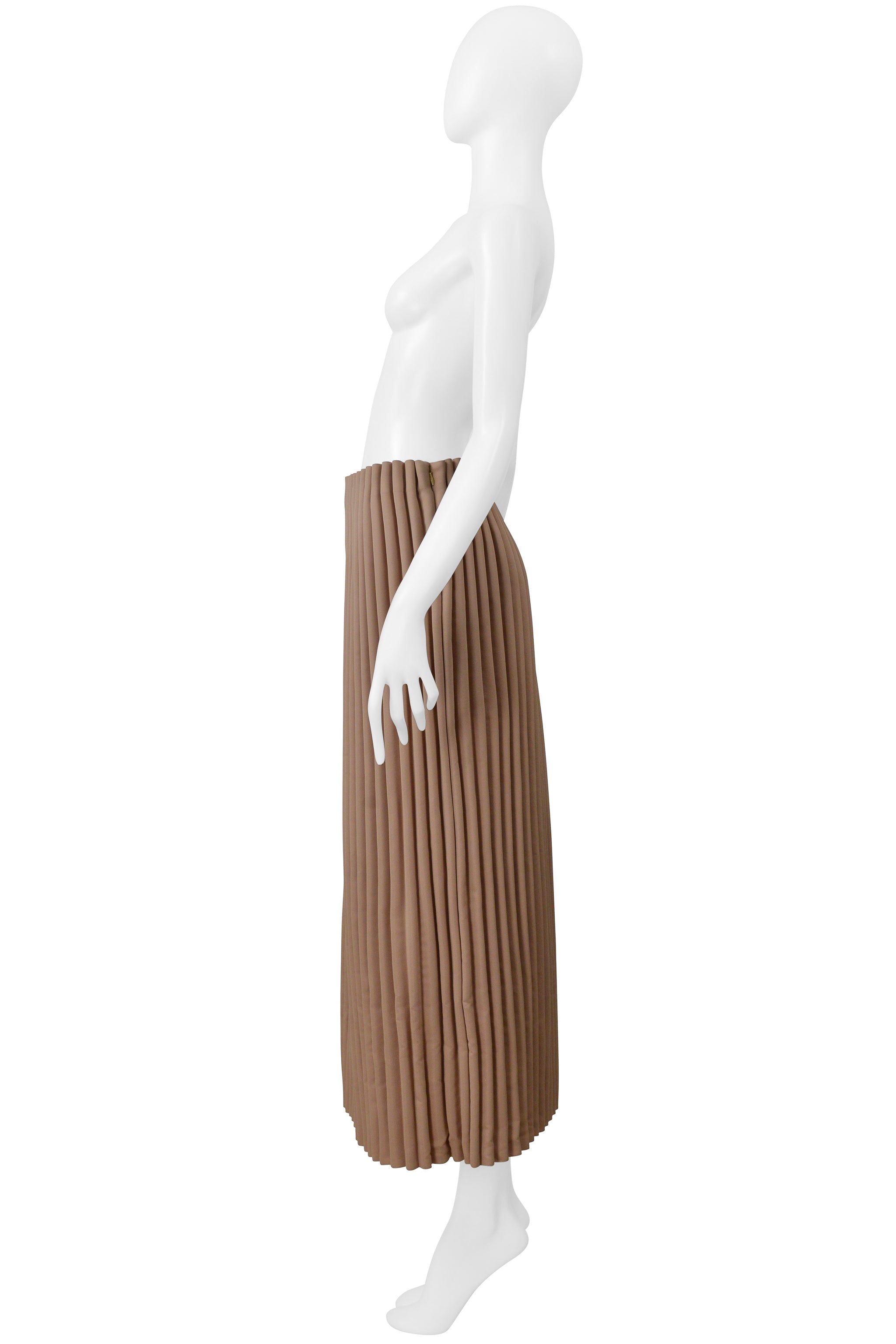ISSEY MIYAKE BROWN LONG SKIRT WITH ACCORDION PIPE PLEATS 2000-2001