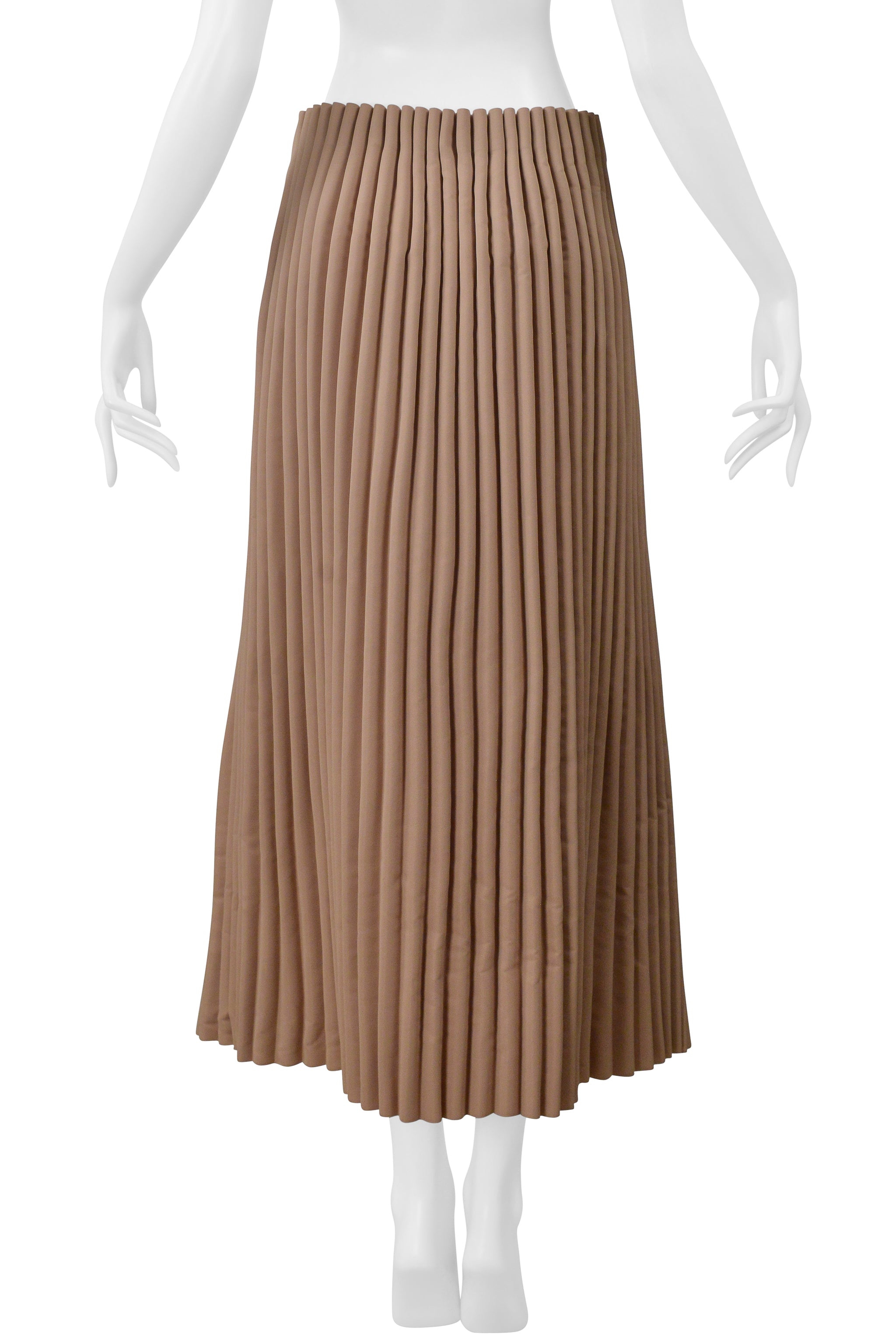 ISSEY MIYAKE BROWN LONG SKIRT WITH ACCORDION PIPE PLEATS 2000-2001