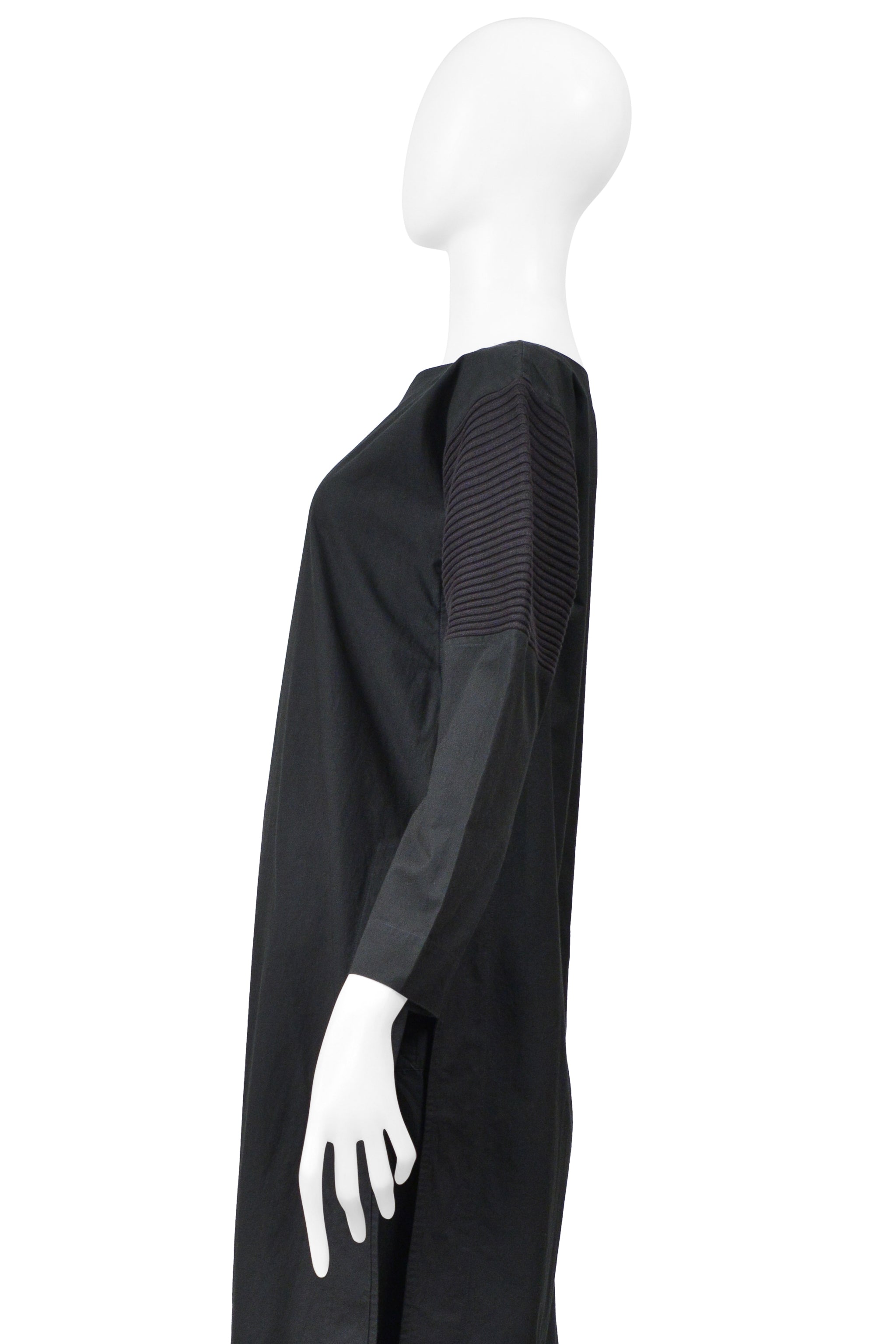 ISSEY MIYAKE BLACK GREEN ENSEMBLE WITH BOAT NECK TOP AND WIDE LEG TROUSERS 2001