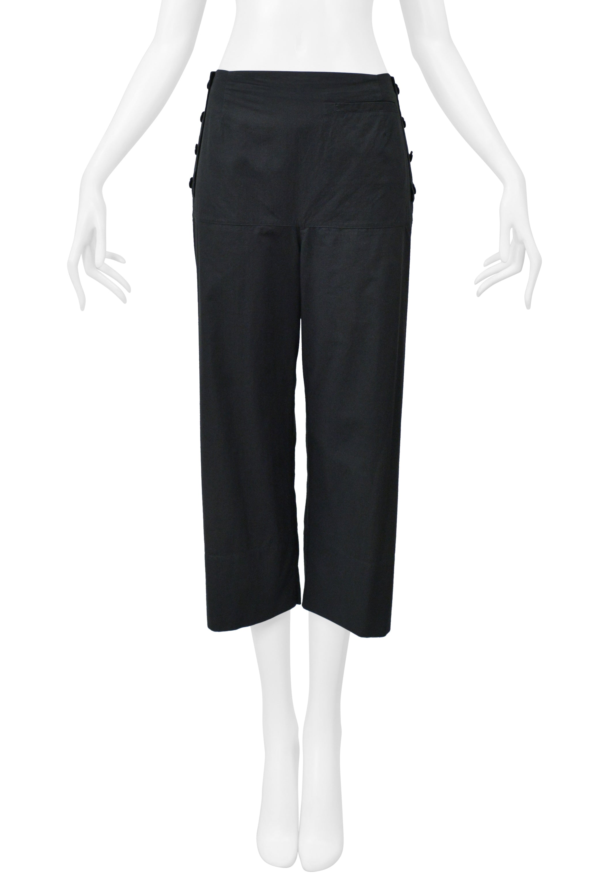ISSEY MIYAKE BLACK GREEN ENSEMBLE WITH BOAT NECK TOP AND WIDE LEG TROUSERS 2001