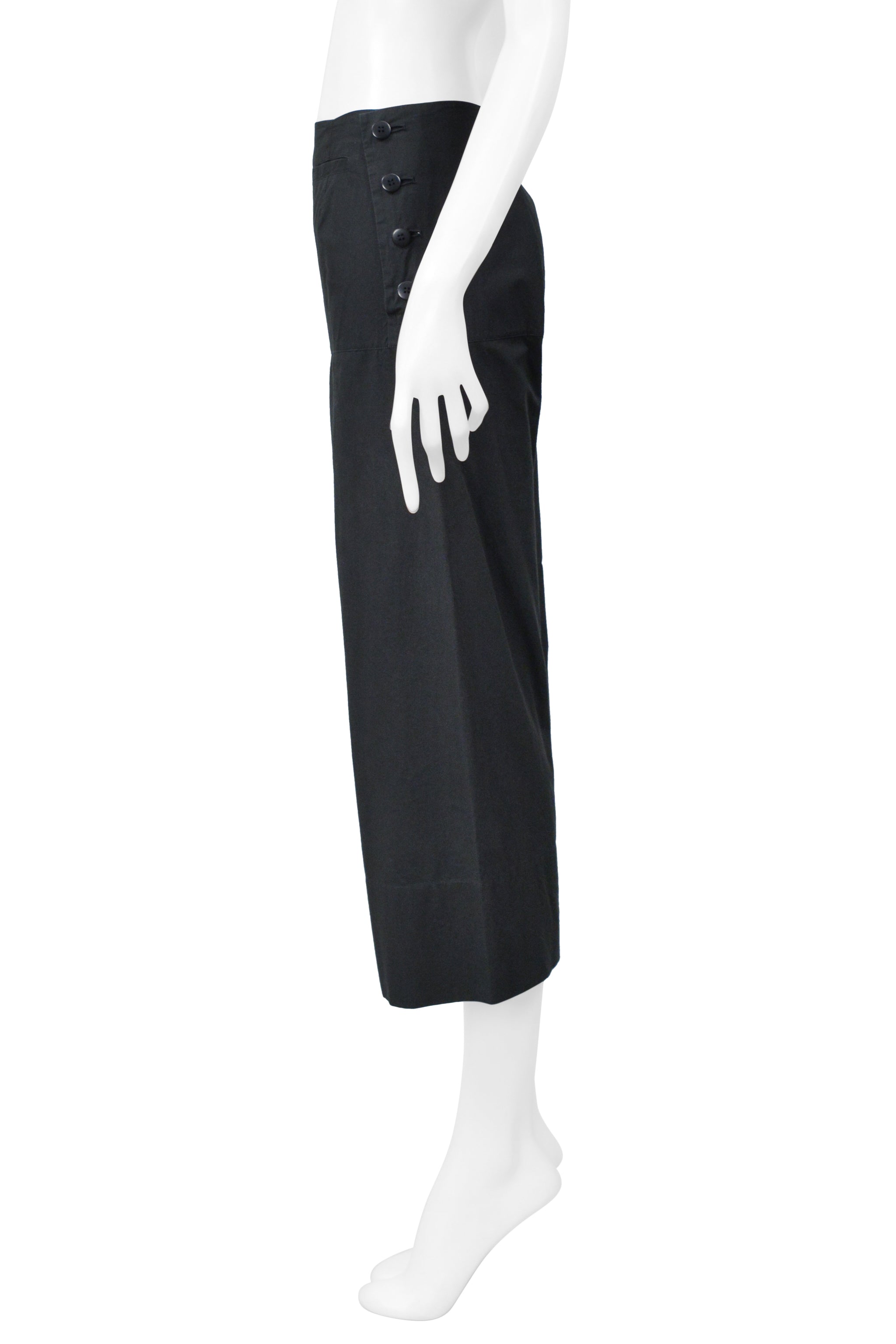 ISSEY MIYAKE BLACK GREEN ENSEMBLE WITH BOAT NECK TOP AND WIDE LEG TROUSERS 2001