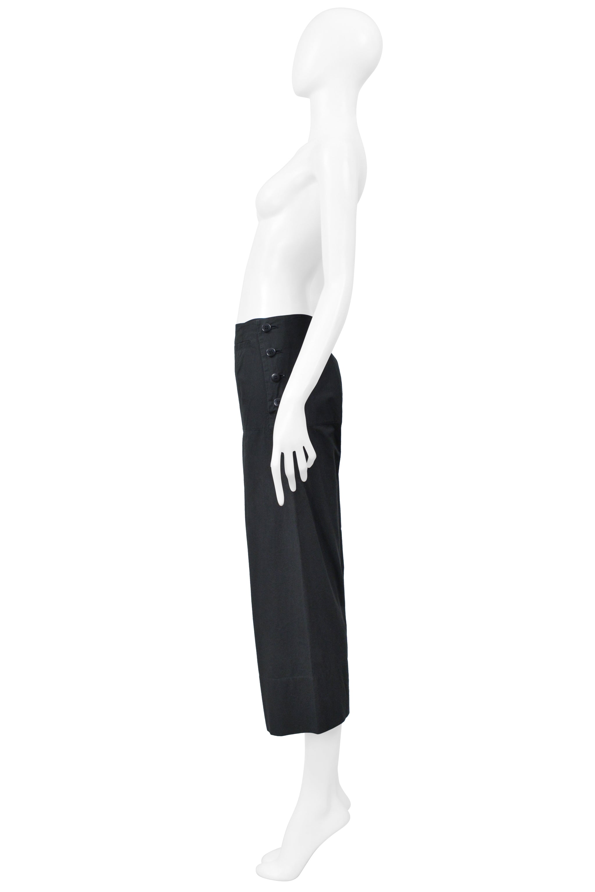 ISSEY MIYAKE BLACK GREEN ENSEMBLE WITH BOAT NECK TOP AND WIDE LEG TROUSERS 2001