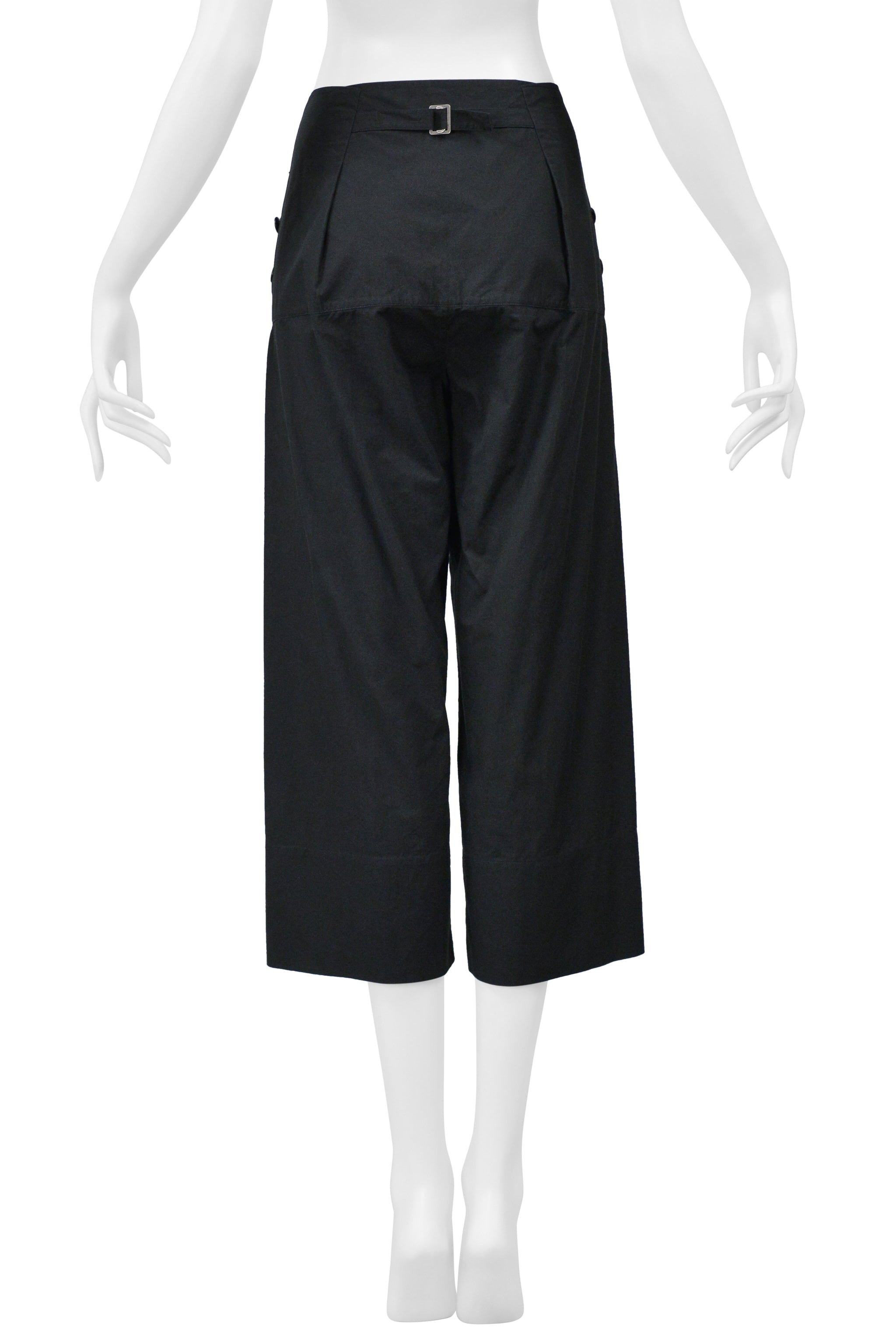 ISSEY MIYAKE BLACK GREEN ENSEMBLE WITH BOAT NECK TOP AND WIDE LEG TROUSERS 2001
