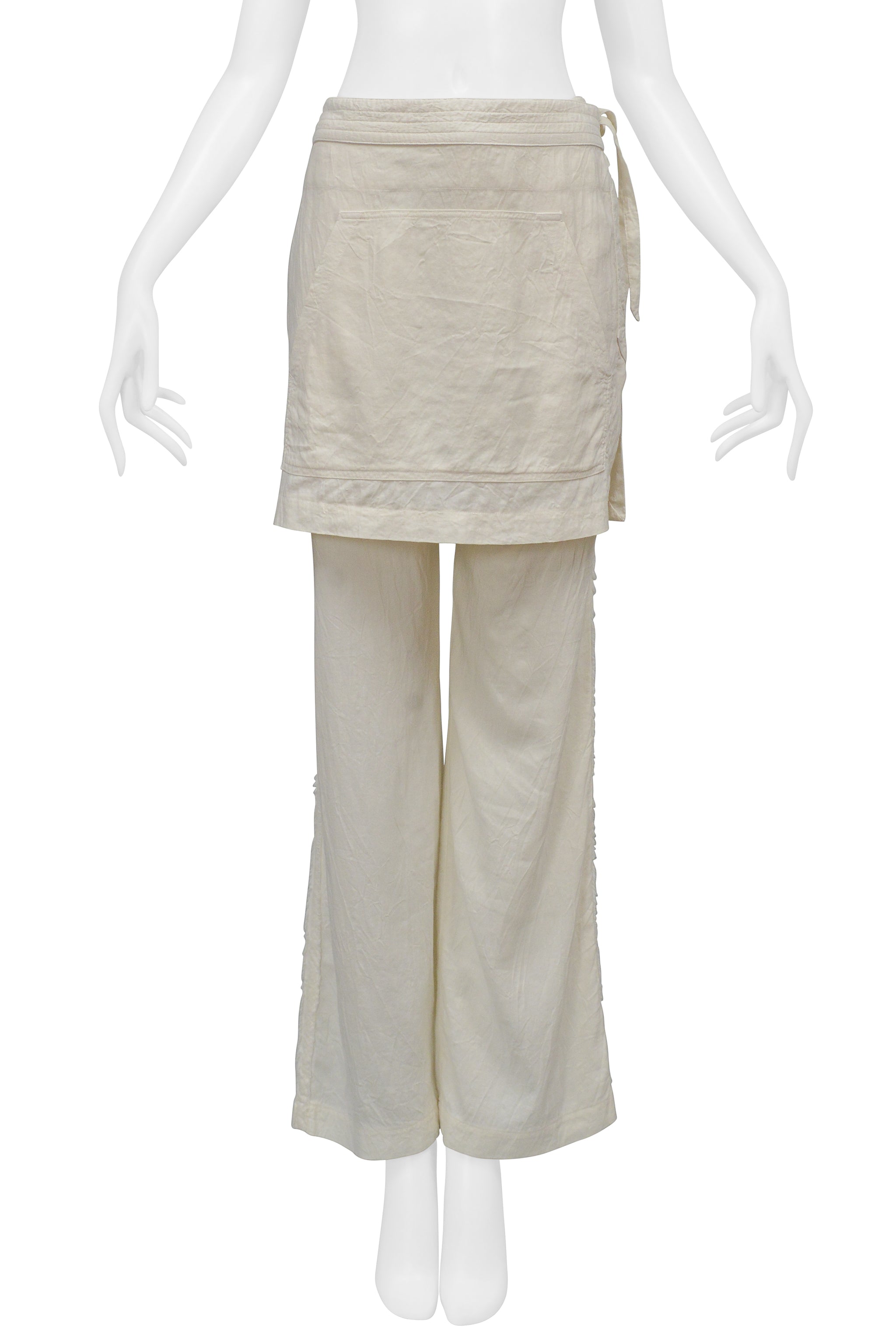 ISSEY MIYAKE OFF WHITE PANTS WITH APRON
