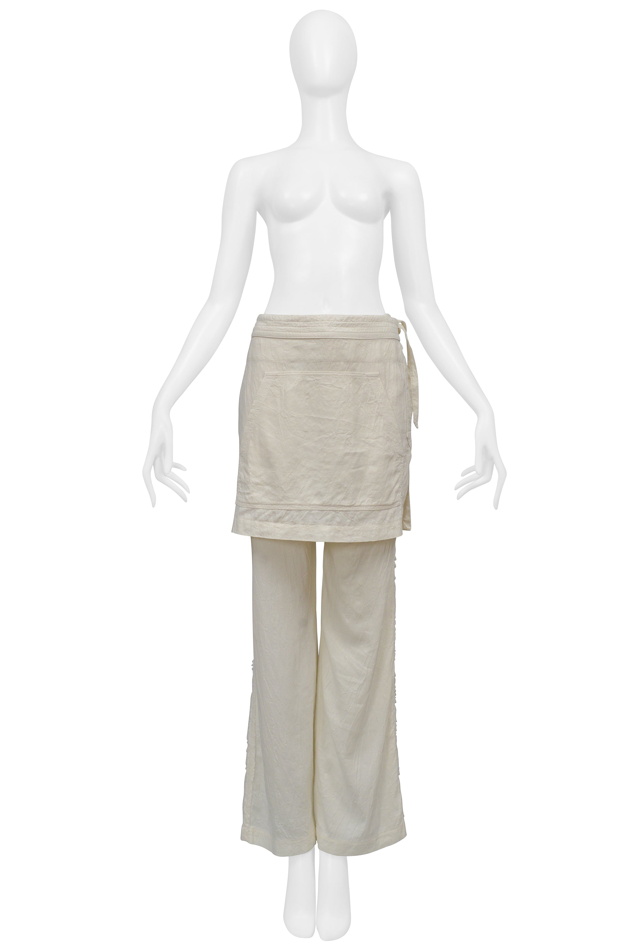ISSEY MIYAKE OFF WHITE PANTS WITH APRON