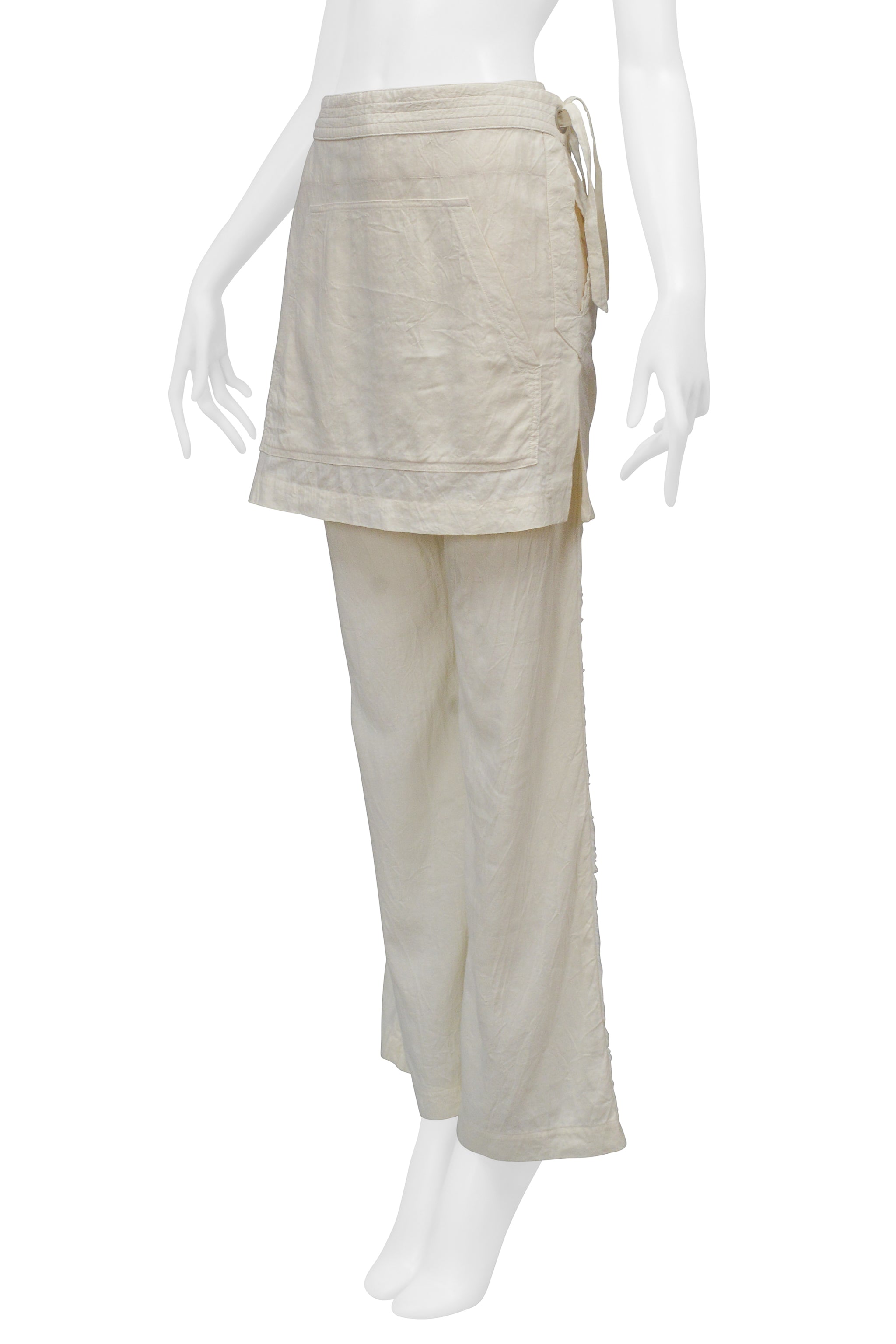 ISSEY MIYAKE OFF WHITE PANTS WITH APRON