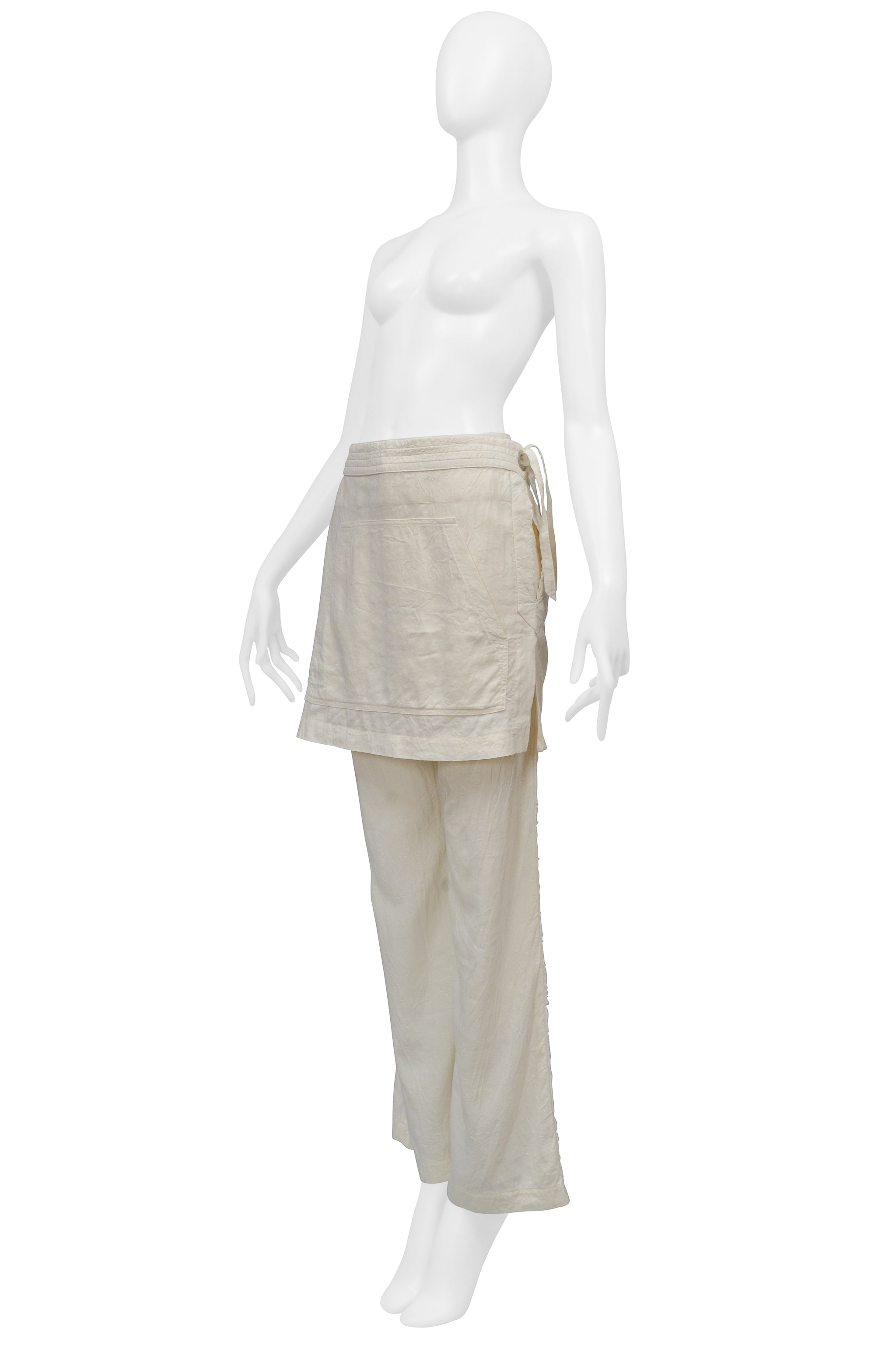 ISSEY MIYAKE OFF WHITE PANTS WITH APRON