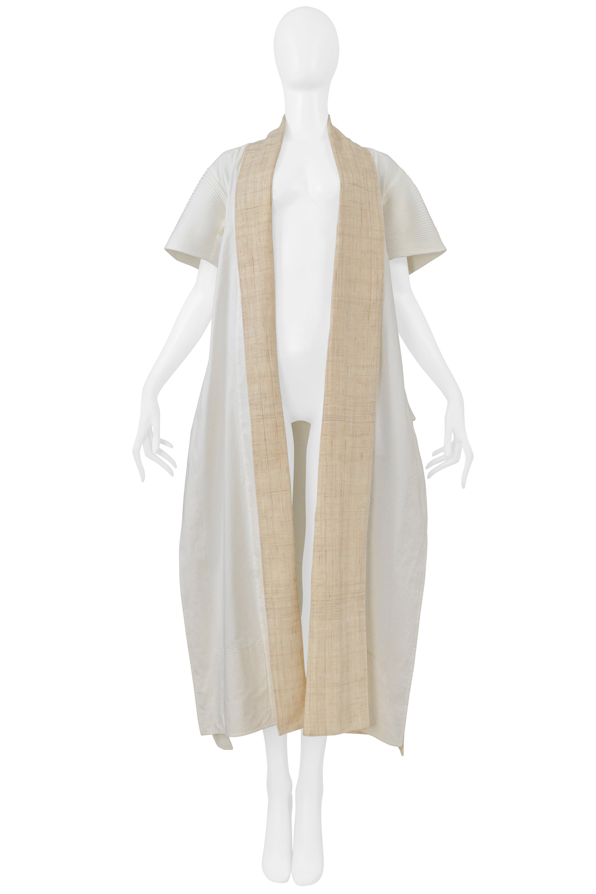 ISSEY MIYAKE OFF-WHITE SHORT SLEEVE KIMONO COAT 2001