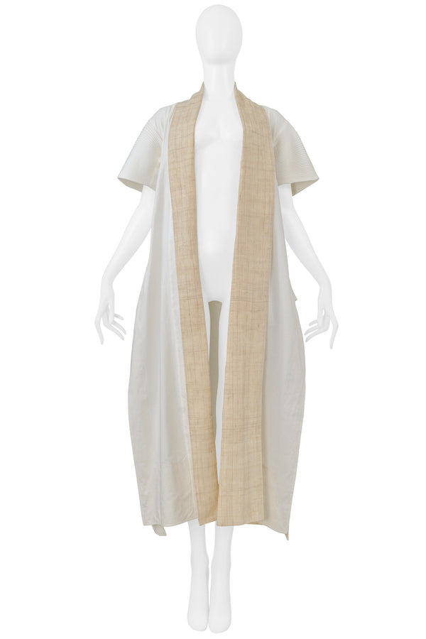 ISSEY MIYAKE OFF-WHITE SHORT SLEEVE KIMONO COAT 2001