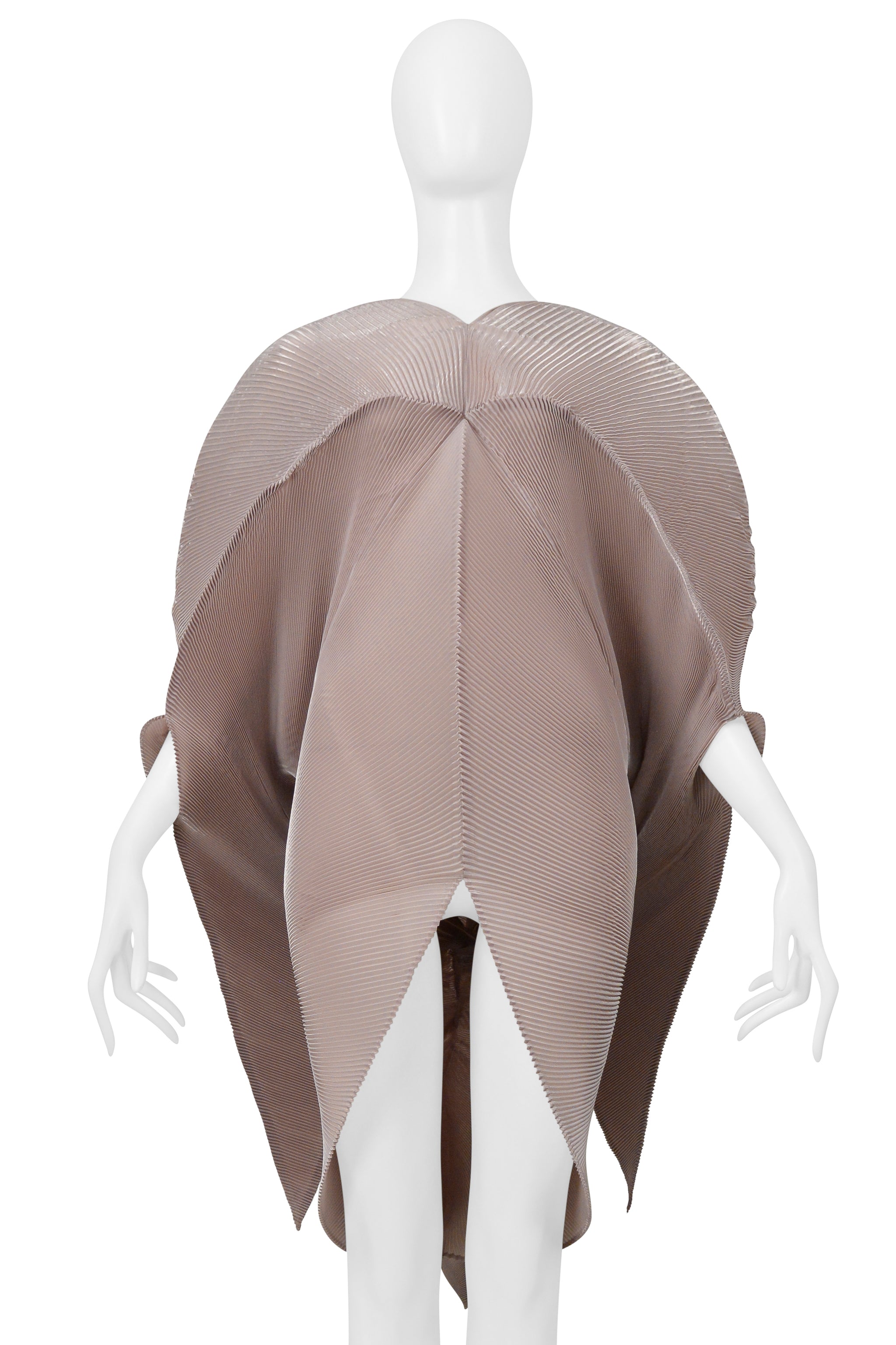 ISSEY MIYAKE CHAMPAGNE PLEATED ORGANIC SCULPTURAL DRESS 2001