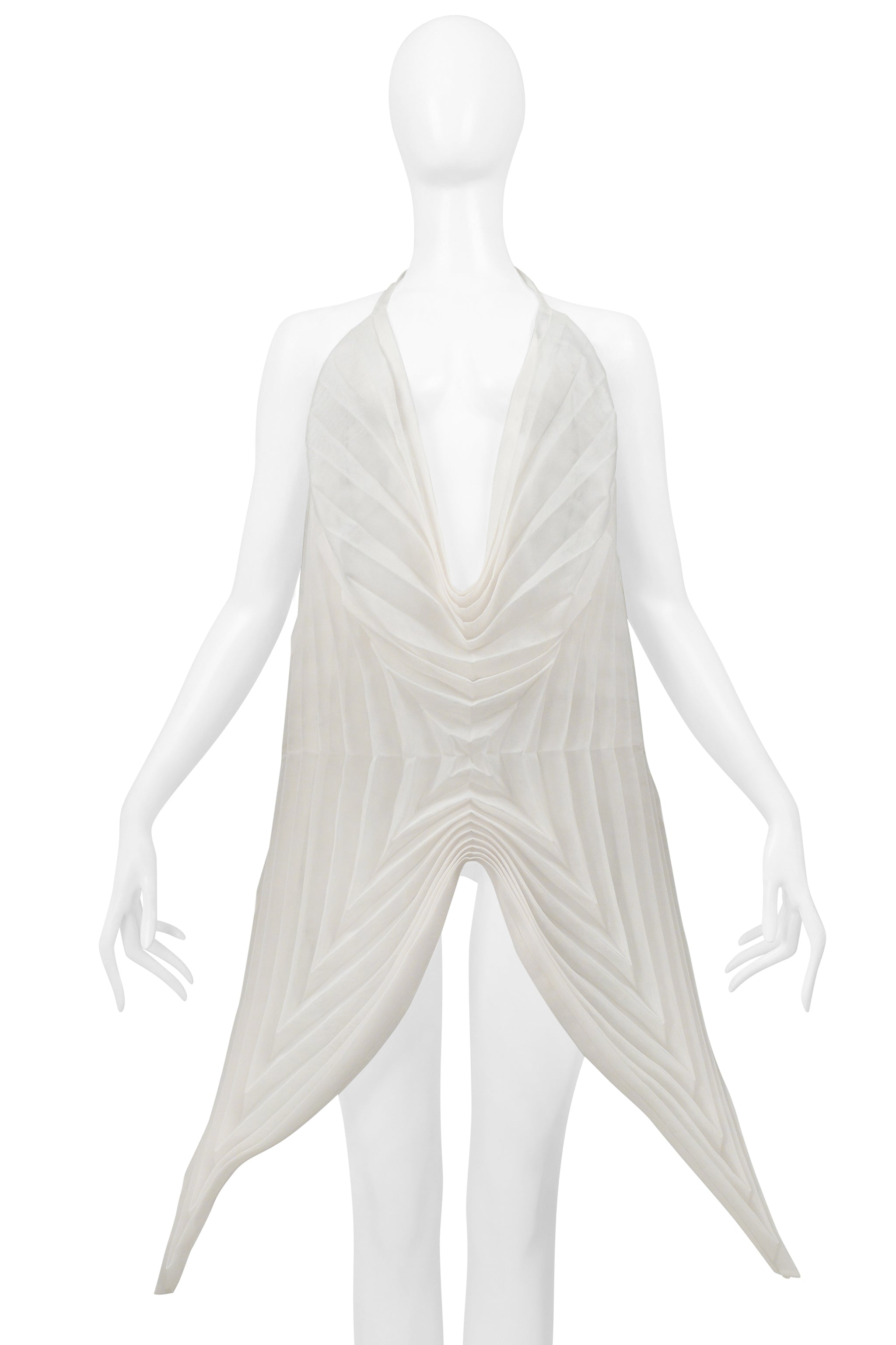 ISSEY MIYAKE WHITE PLEATED BUTTERFLY TOP 2001