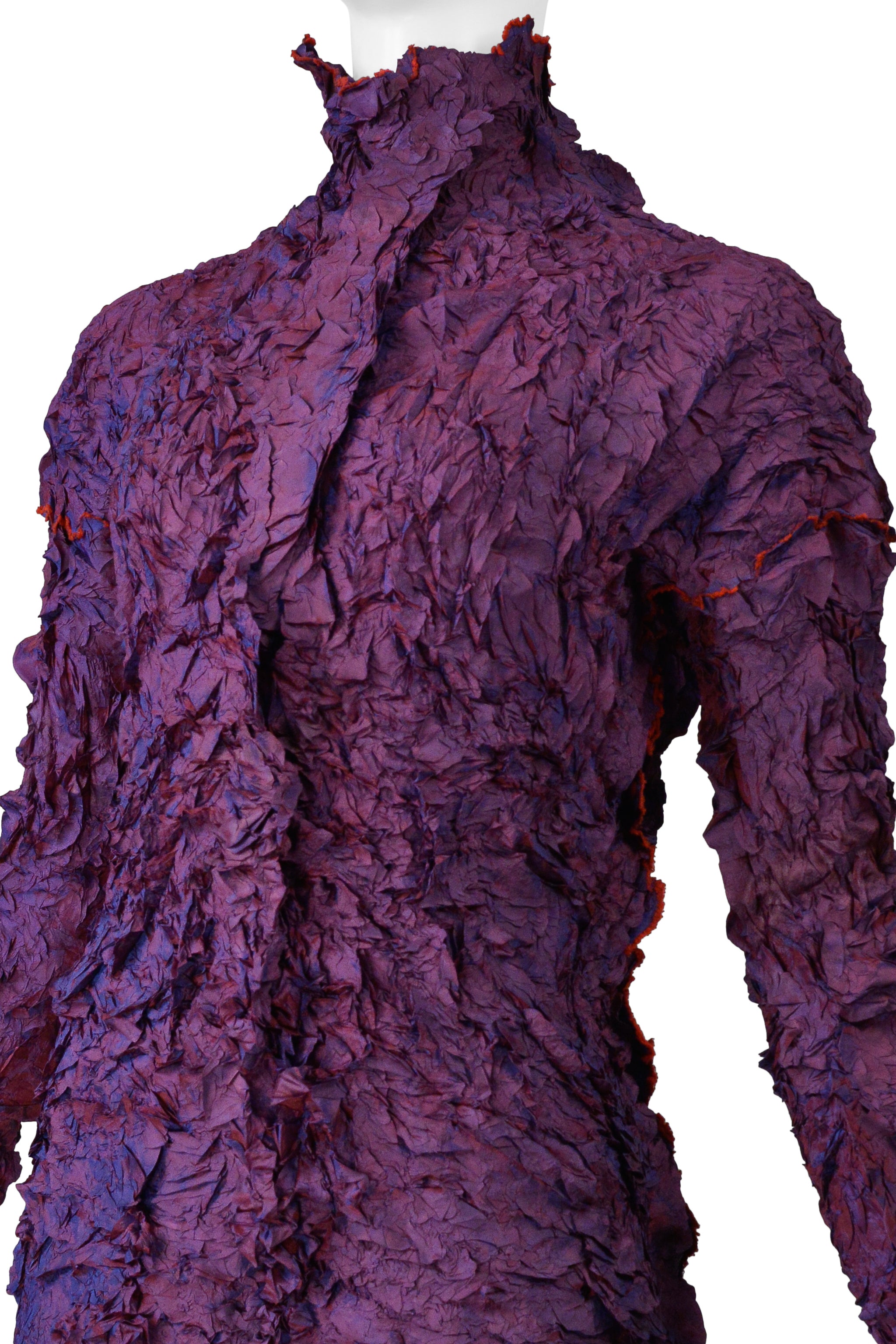 ISSEY MIYAKE PLEATS DI MIYAKE PURPLE HIGH NECK LONG SLEEVE TOP 2002-03