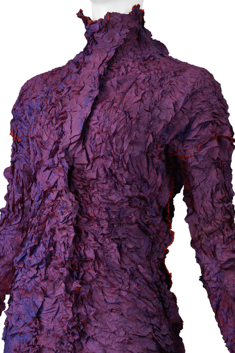 ISSEY MIYAKE PLEATS DI MIYAKE PURPLE HIGH NECK LONG SLEEVE TOP 2002-03