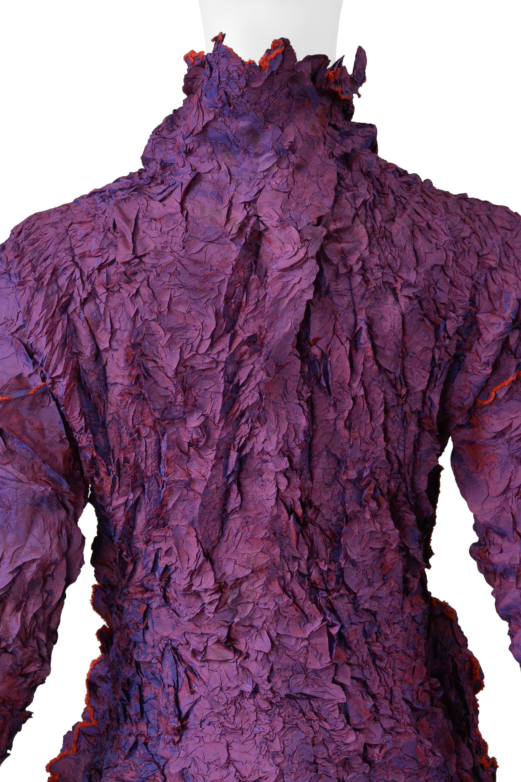 ISSEY MIYAKE PLEATS DI MIYAKE PURPLE HIGH NECK LONG SLEEVE TOP 2002-03