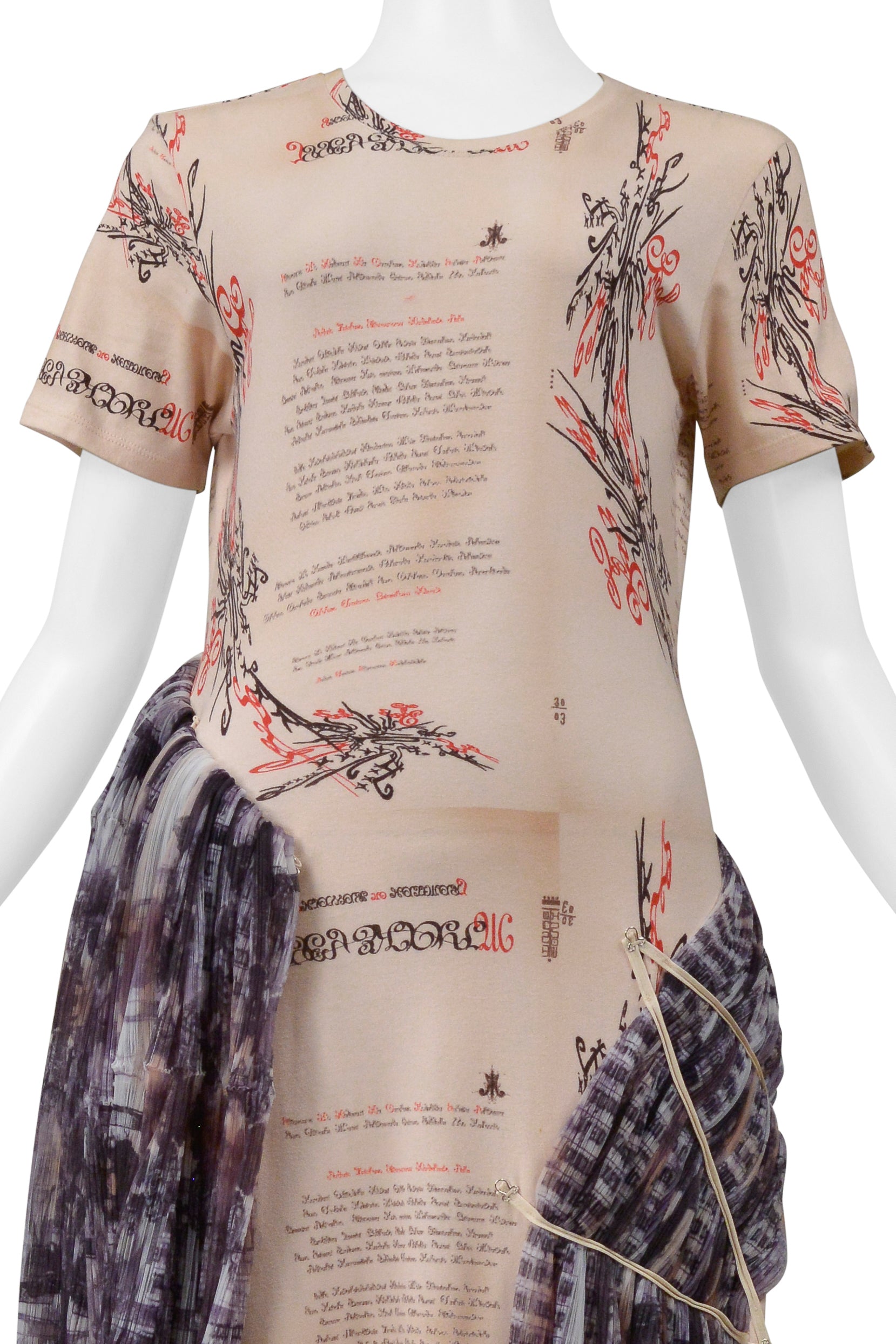 ISSEY MIYAKE ICONIC GODDESS SCRIPT DRESS WITH IKAT VEIL 2003