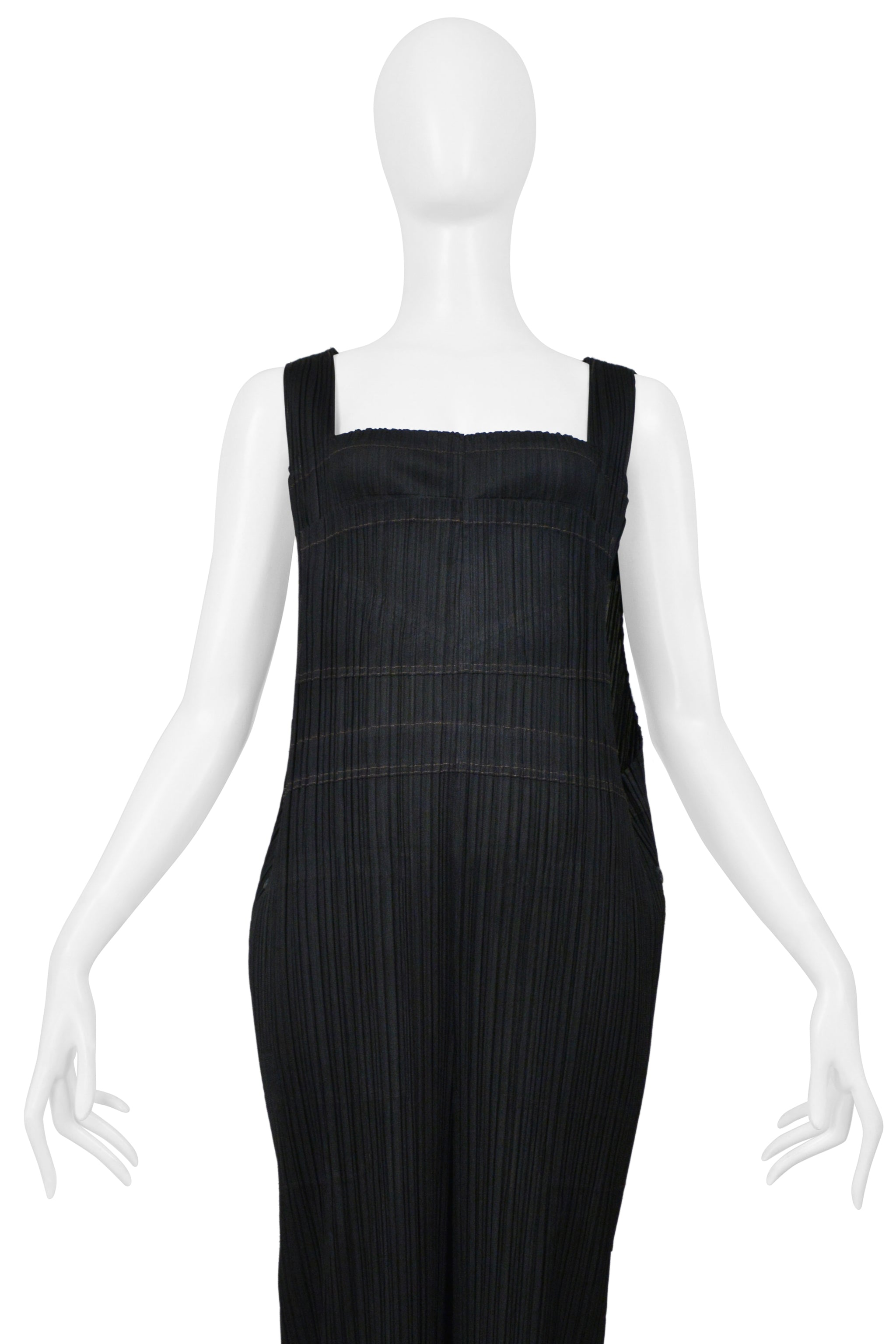 ISSEY MIYAKE PLEATS PLEASE BLACK PLEATED OVERALLS 2004