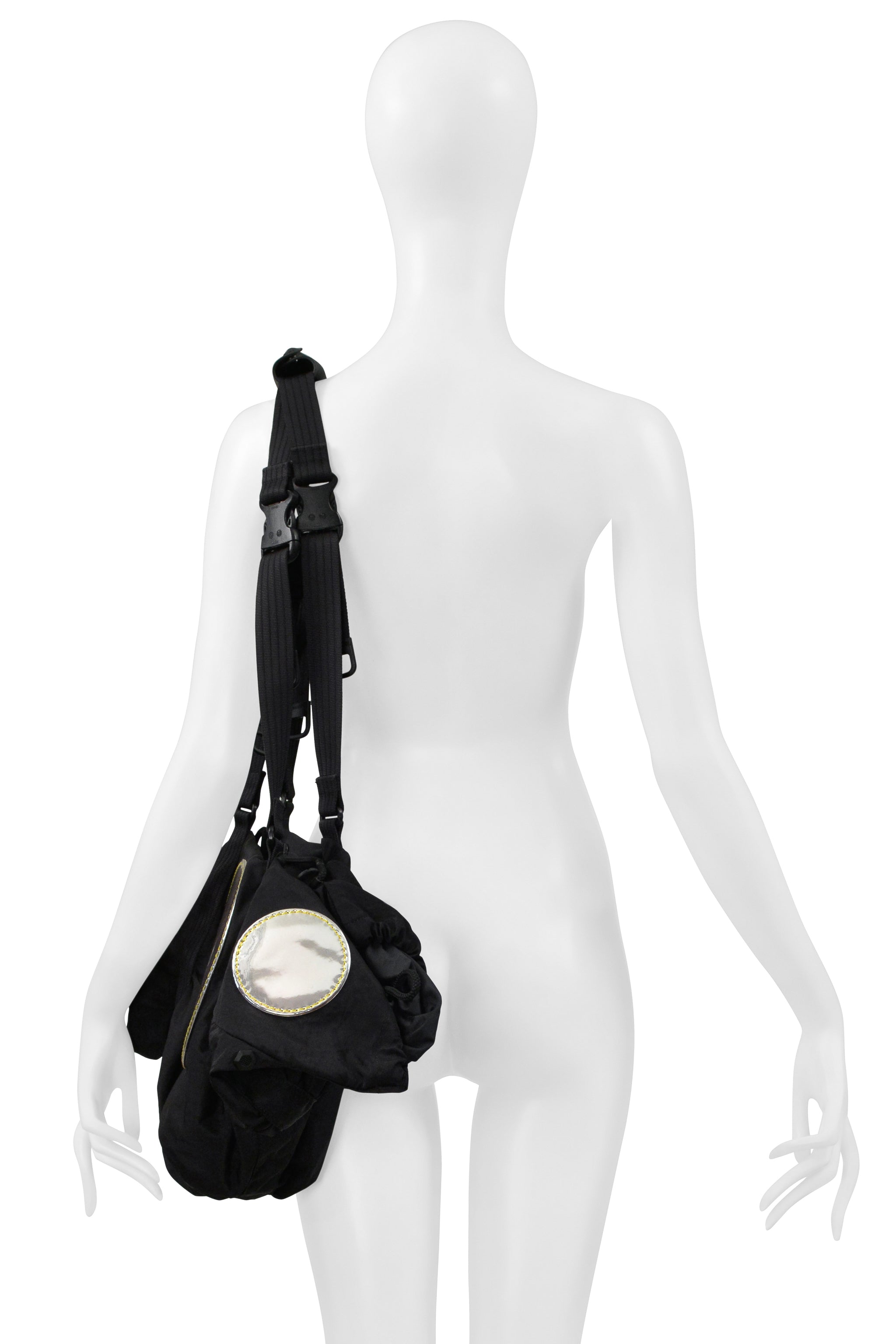 ISSEY MIYAKE BLACK NYLON TECH BAG WITH MIRRORS 2004