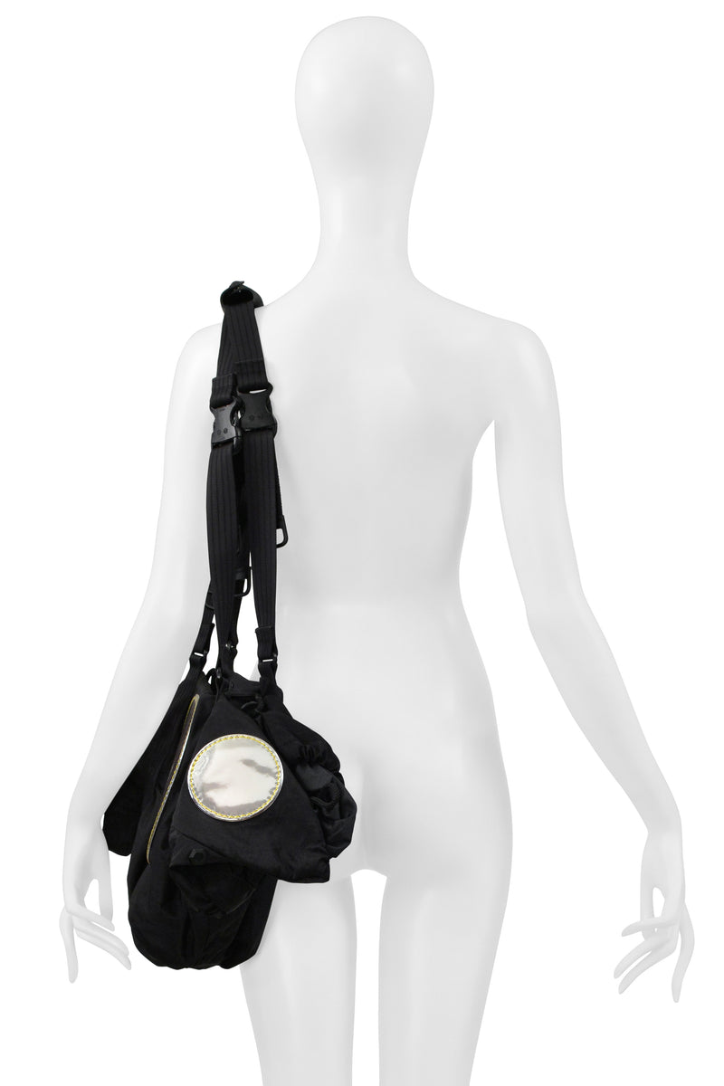 ISSEY MIYAKE BLACK NYLON TECH BAG WITH MIRRORS 2004