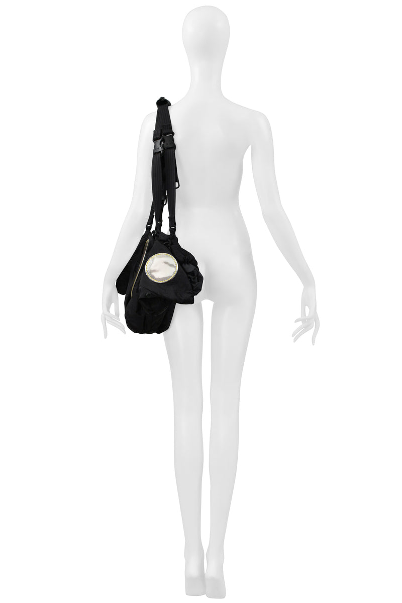 ISSEY MIYAKE BLACK NYLON TECH BAG WITH MIRRORS 2004